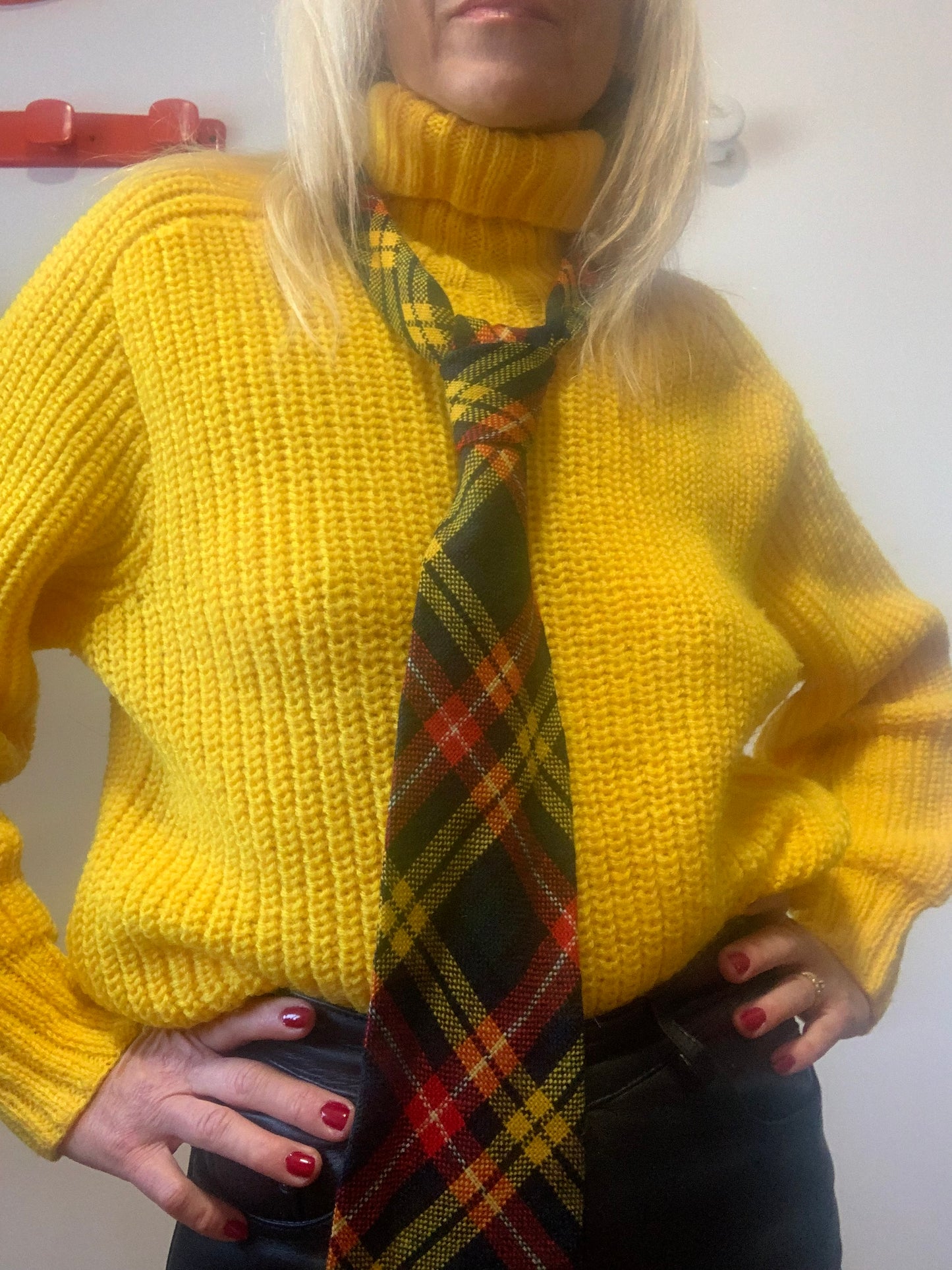 Cravate à carreaux Originale Vintage 1970 Laine Shetland