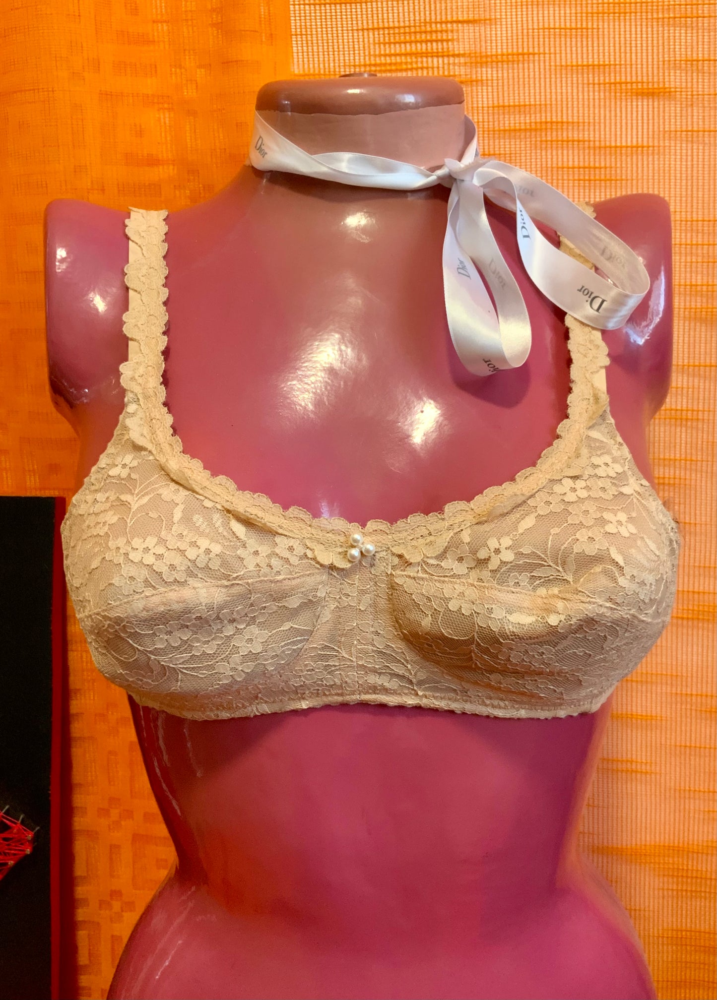 Soutien gorge Deadstock Vintage 1980 Boléro Dentelle Fleurs