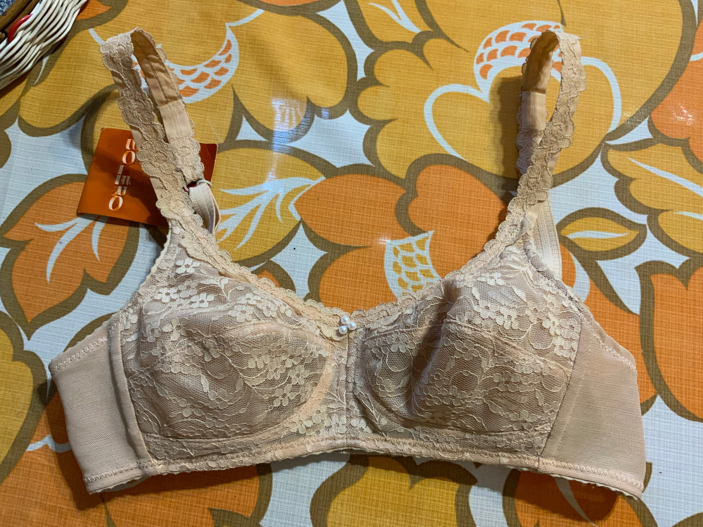 Soutien gorge Deadstock Vintage 1980 Boléro Dentelle Fleurs
