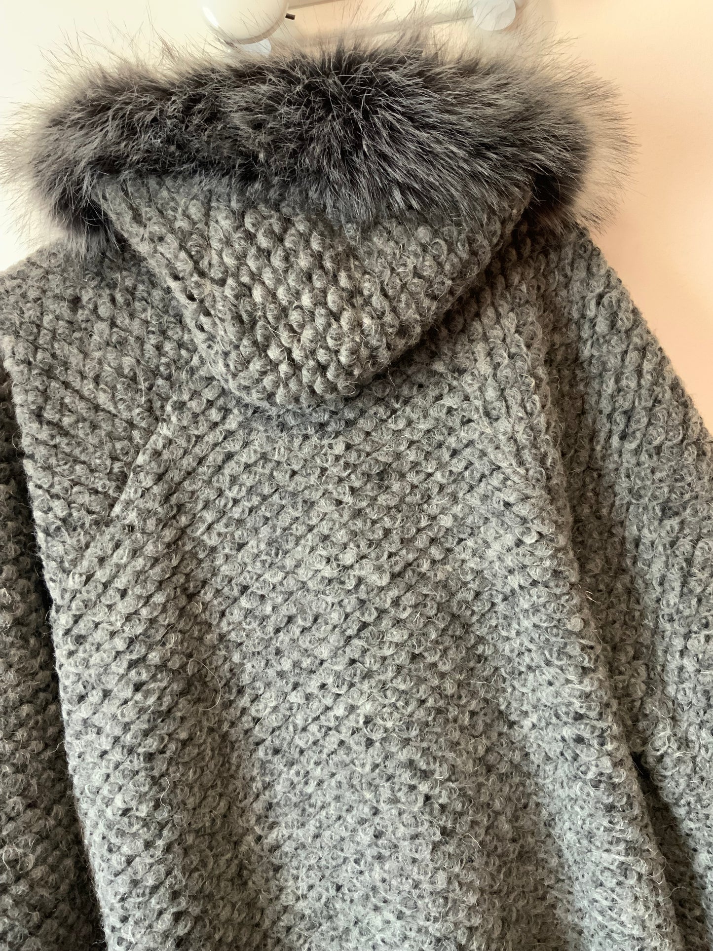 Superbe Manteau Laine et fausse fourrure Vintage Italy 1990