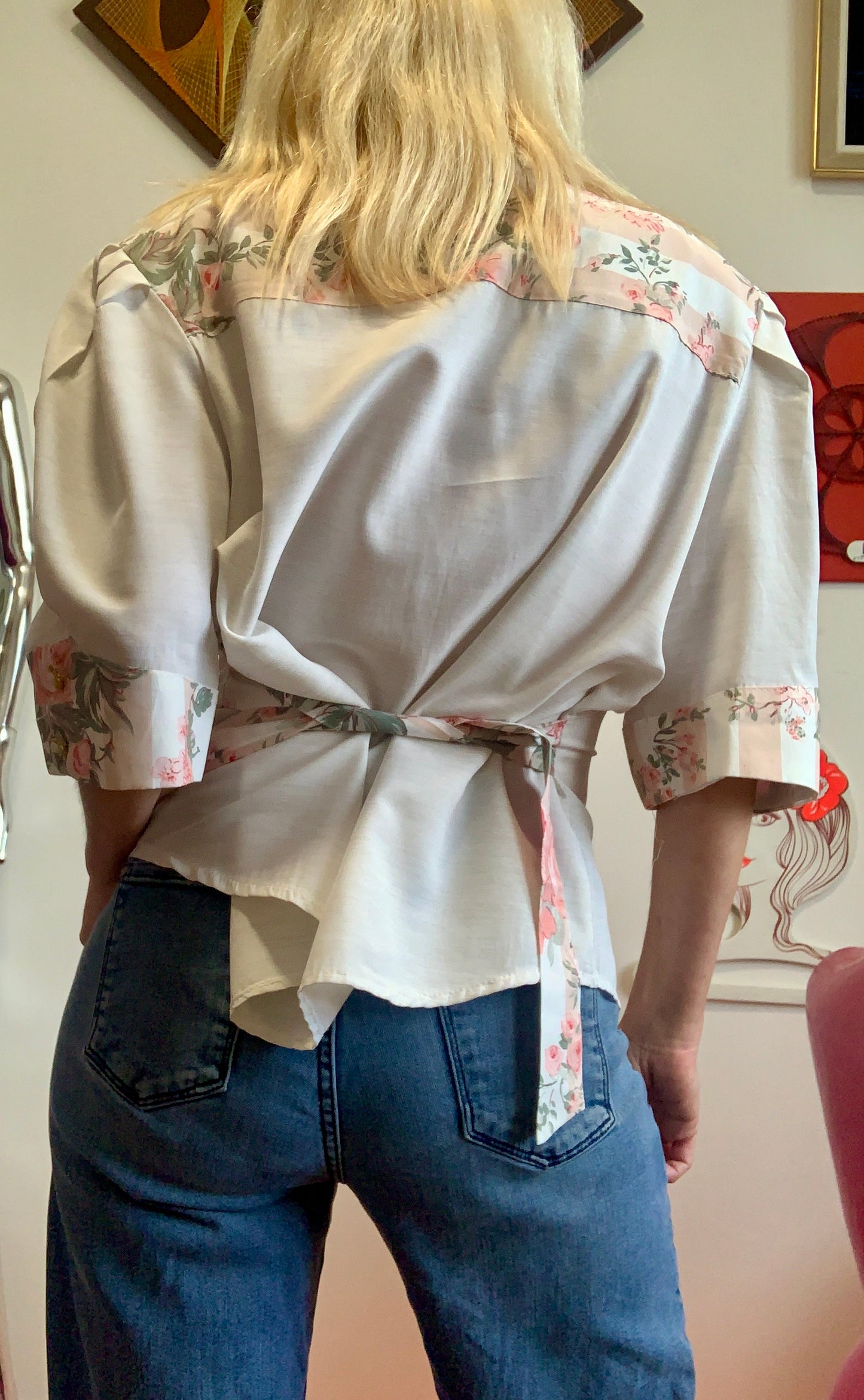 Veste Chemisier Fleurs France Pur Vintage 1980 Chic