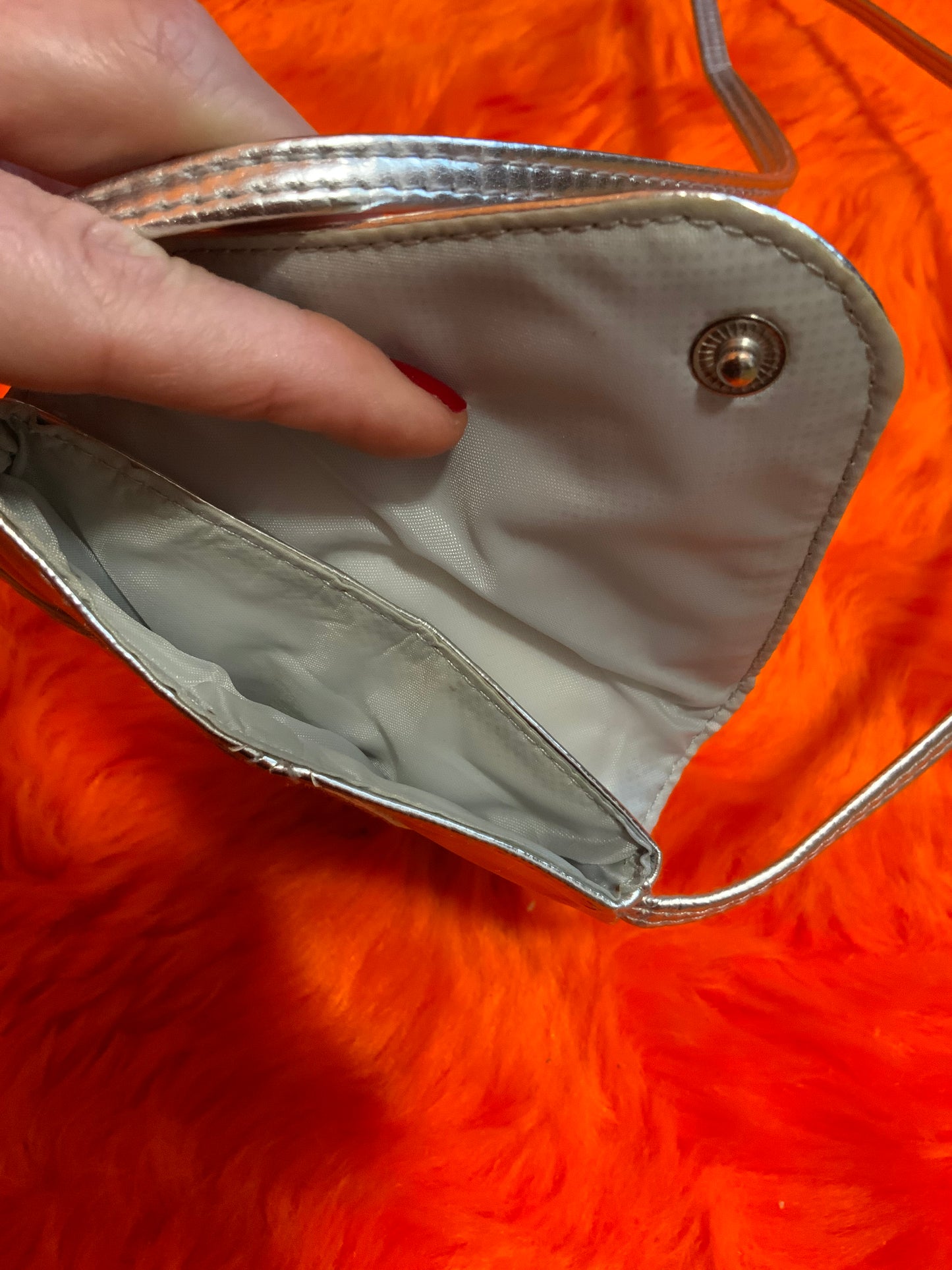 Petit sac à main vinyle argent Vintage 1980