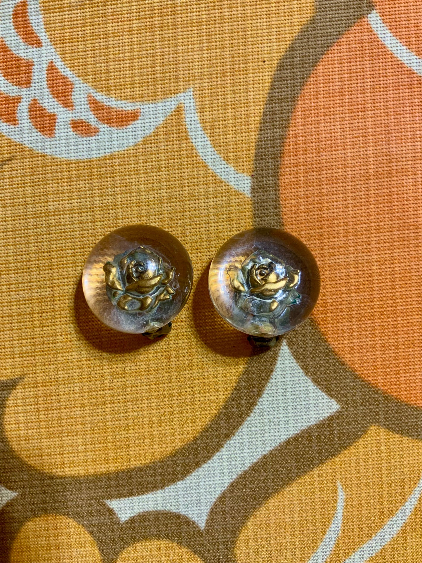 Boucles d’oreilles roses dorées Façon Lancôme Vintage