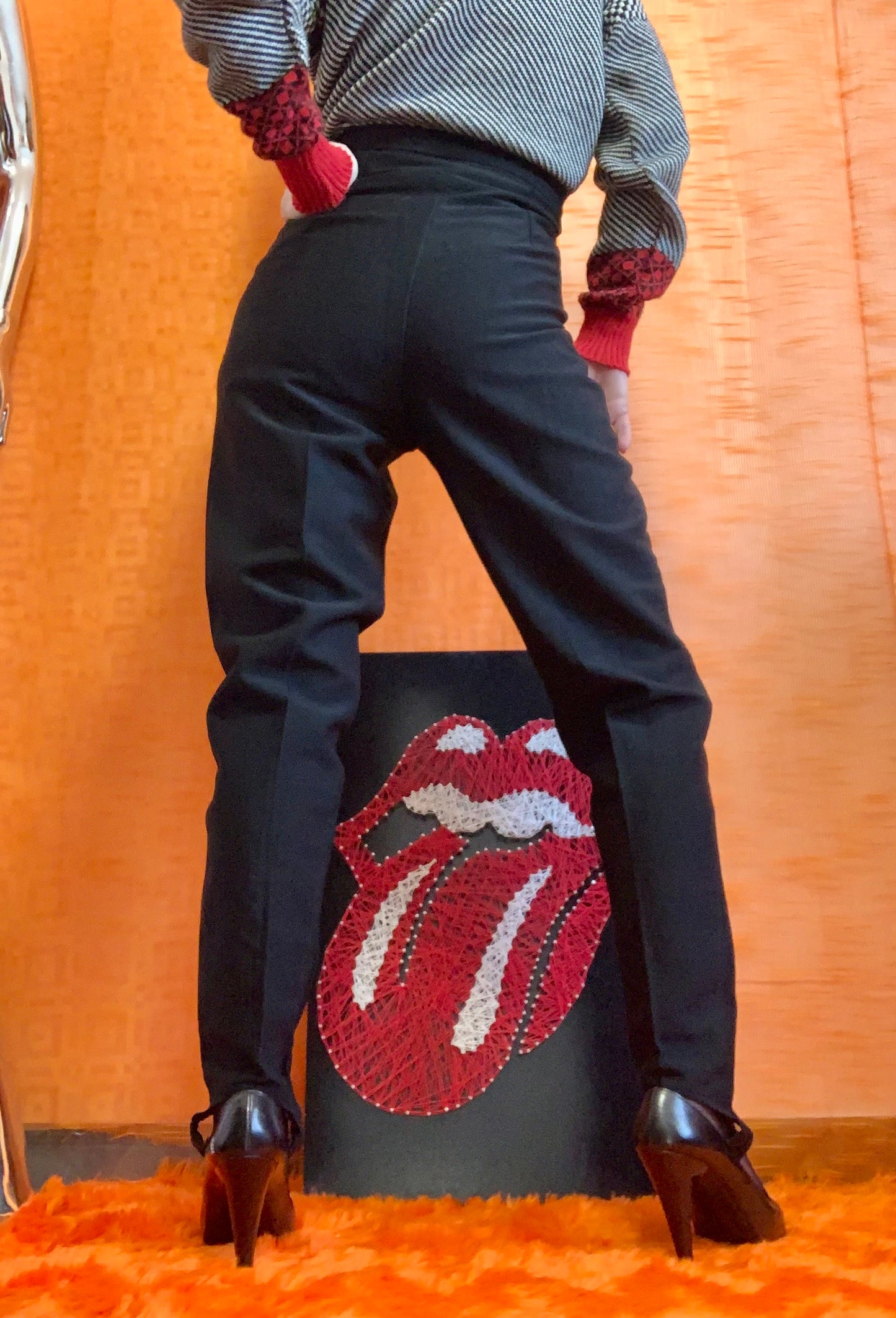 Authentique Pantalon Fuseau Noir Vintage 1980 Zapa France