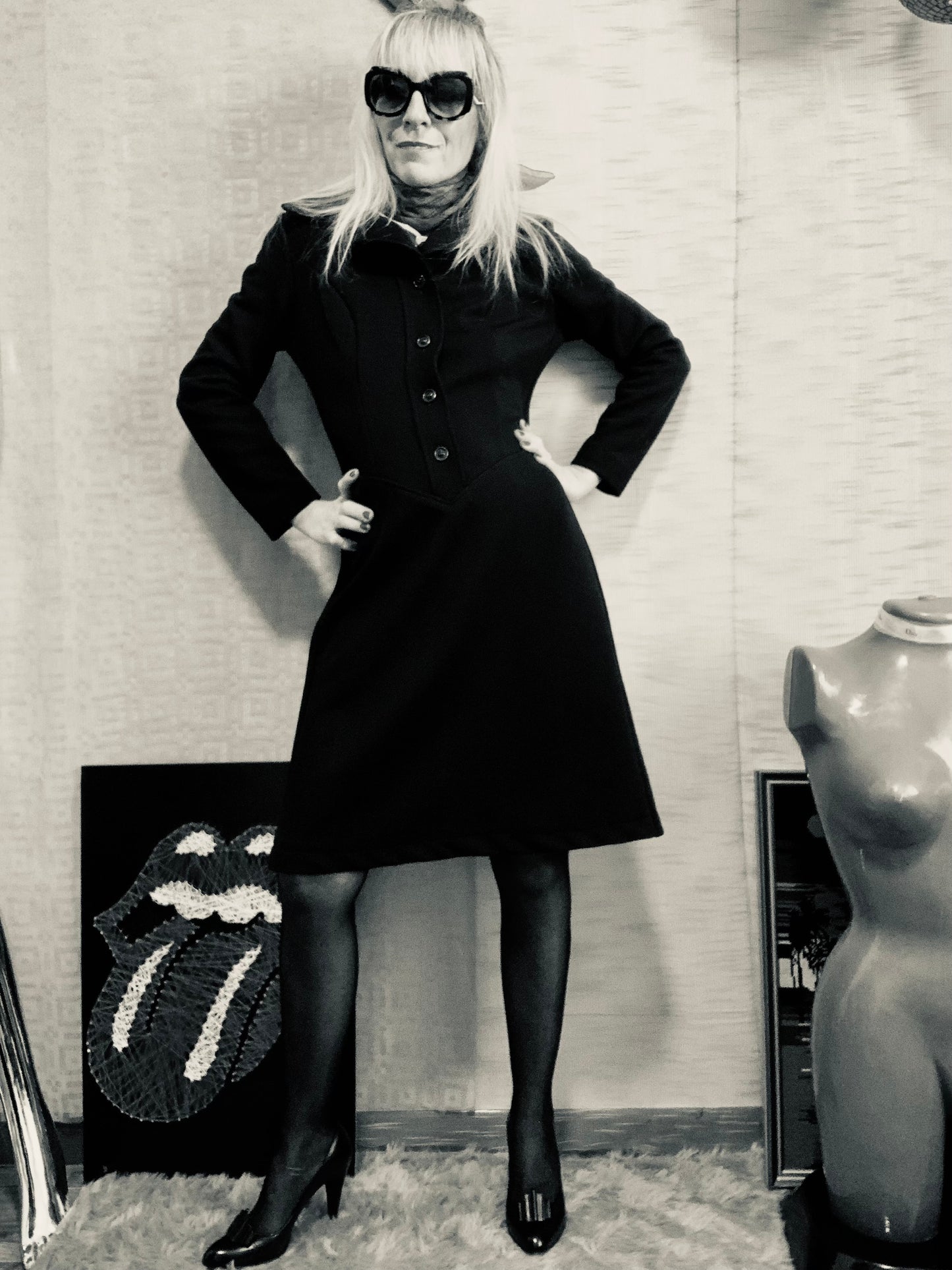 Robe Vintage 1970/80 Élégance col pelle à tartes