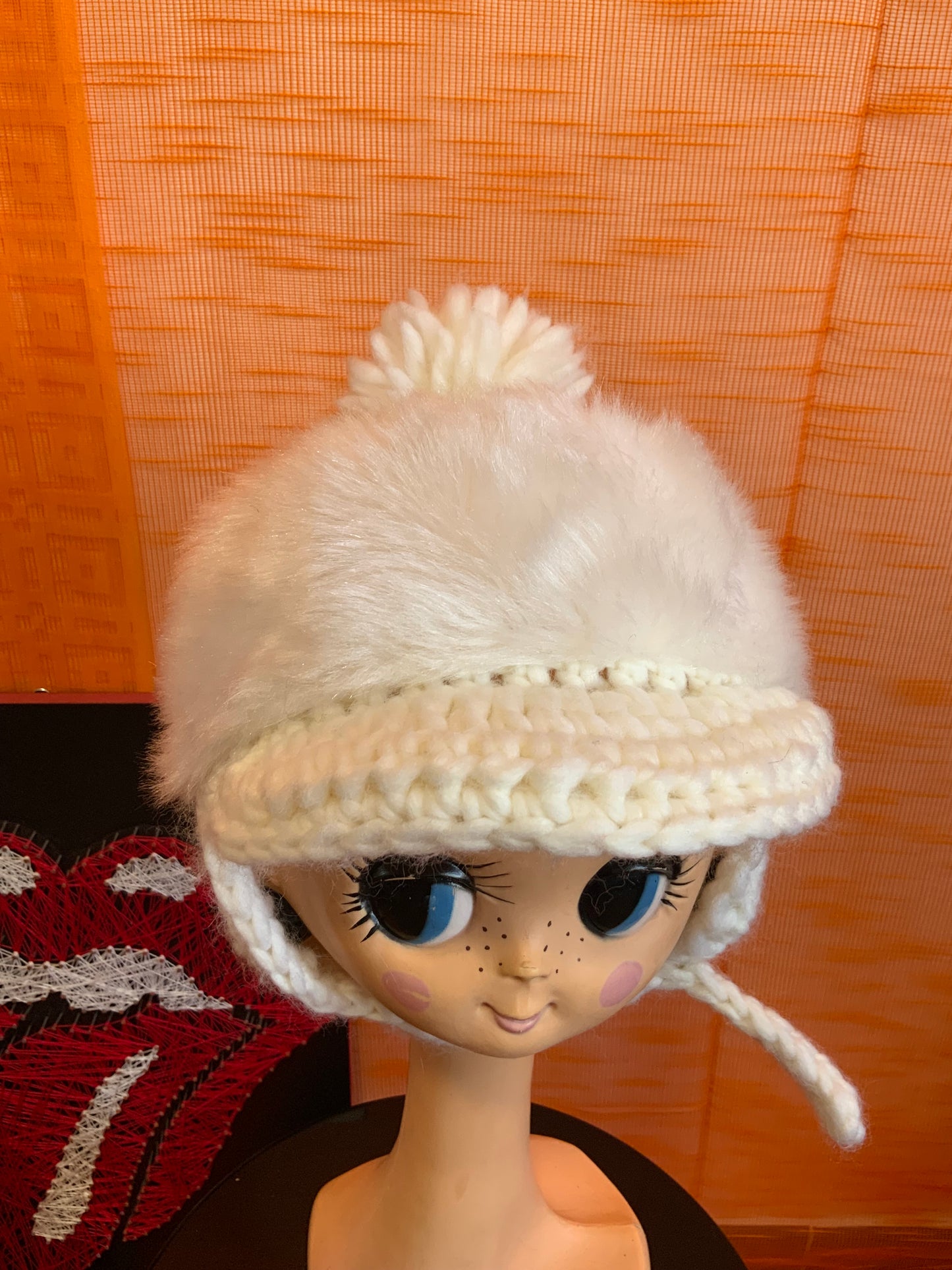 Casquette Bonnet Laine et fausse Fourrure Superbe Vintage 1970