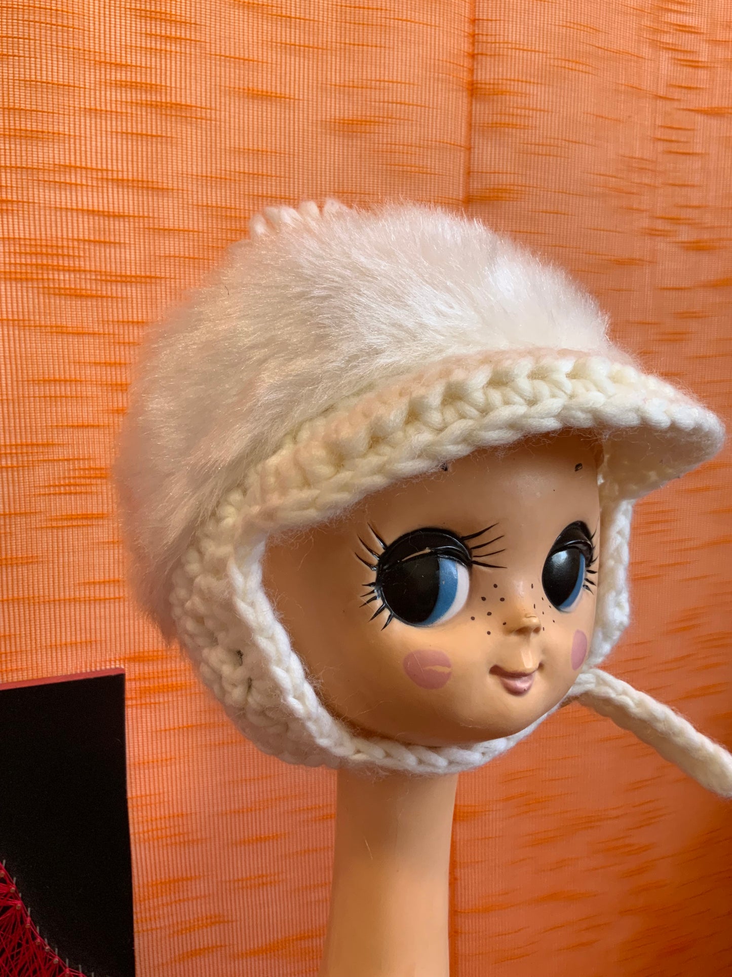 Casquette Bonnet Laine et fausse Fourrure Superbe Vintage 1970