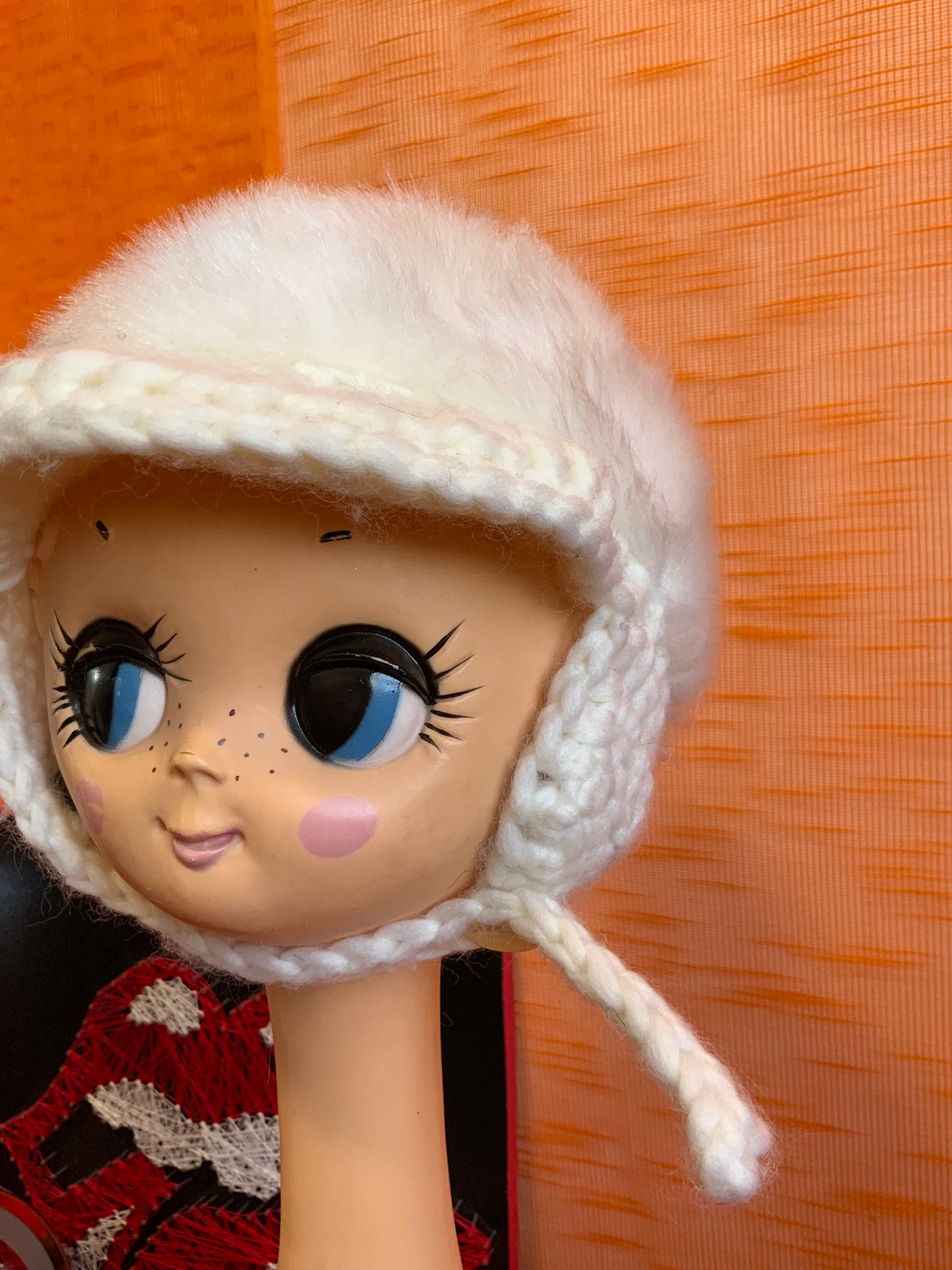 Casquette Bonnet Laine et fausse Fourrure Superbe Vintage 1970