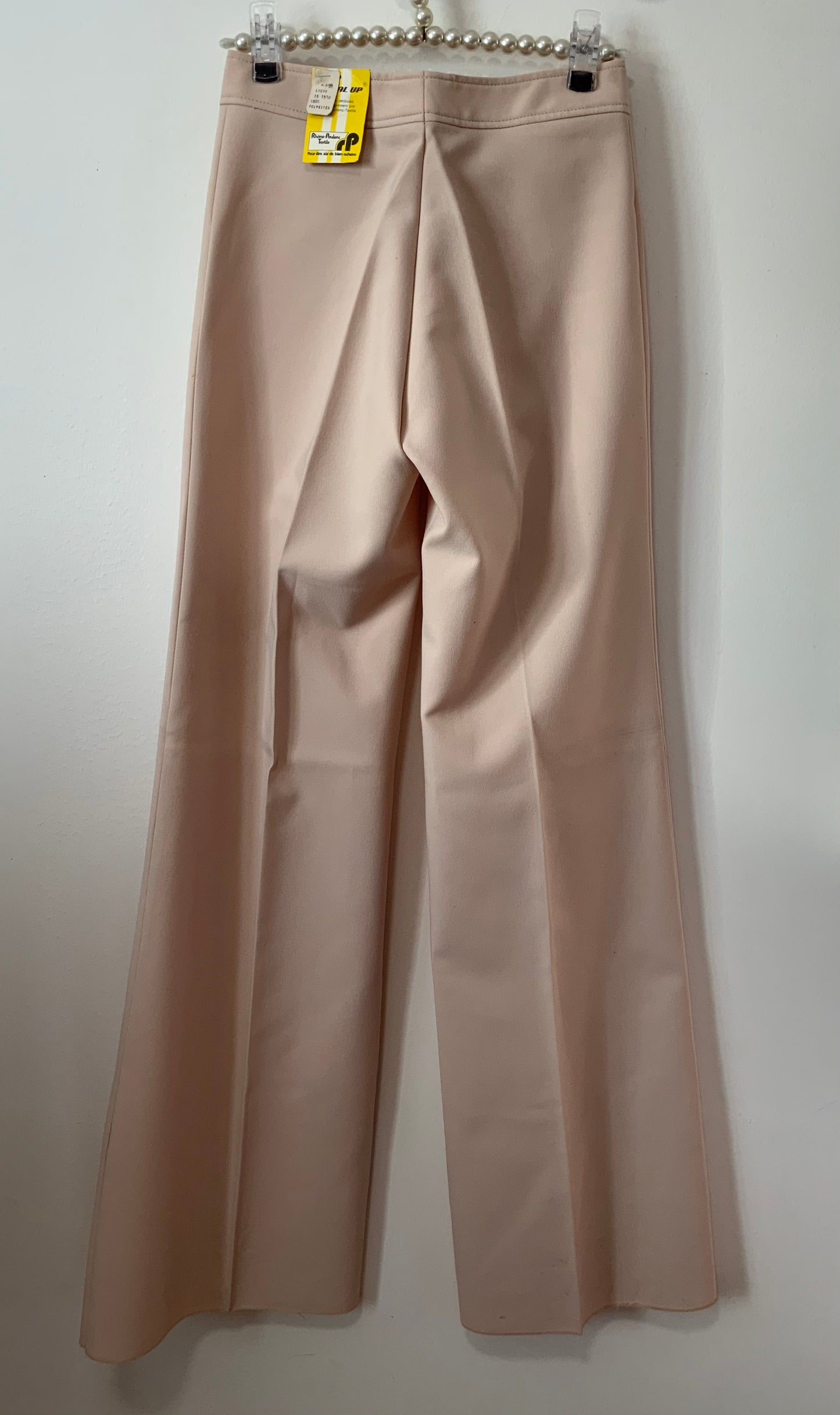 Pantalon Pattes d’éléphant Beige Tergal Vintage 1970 Deadstock