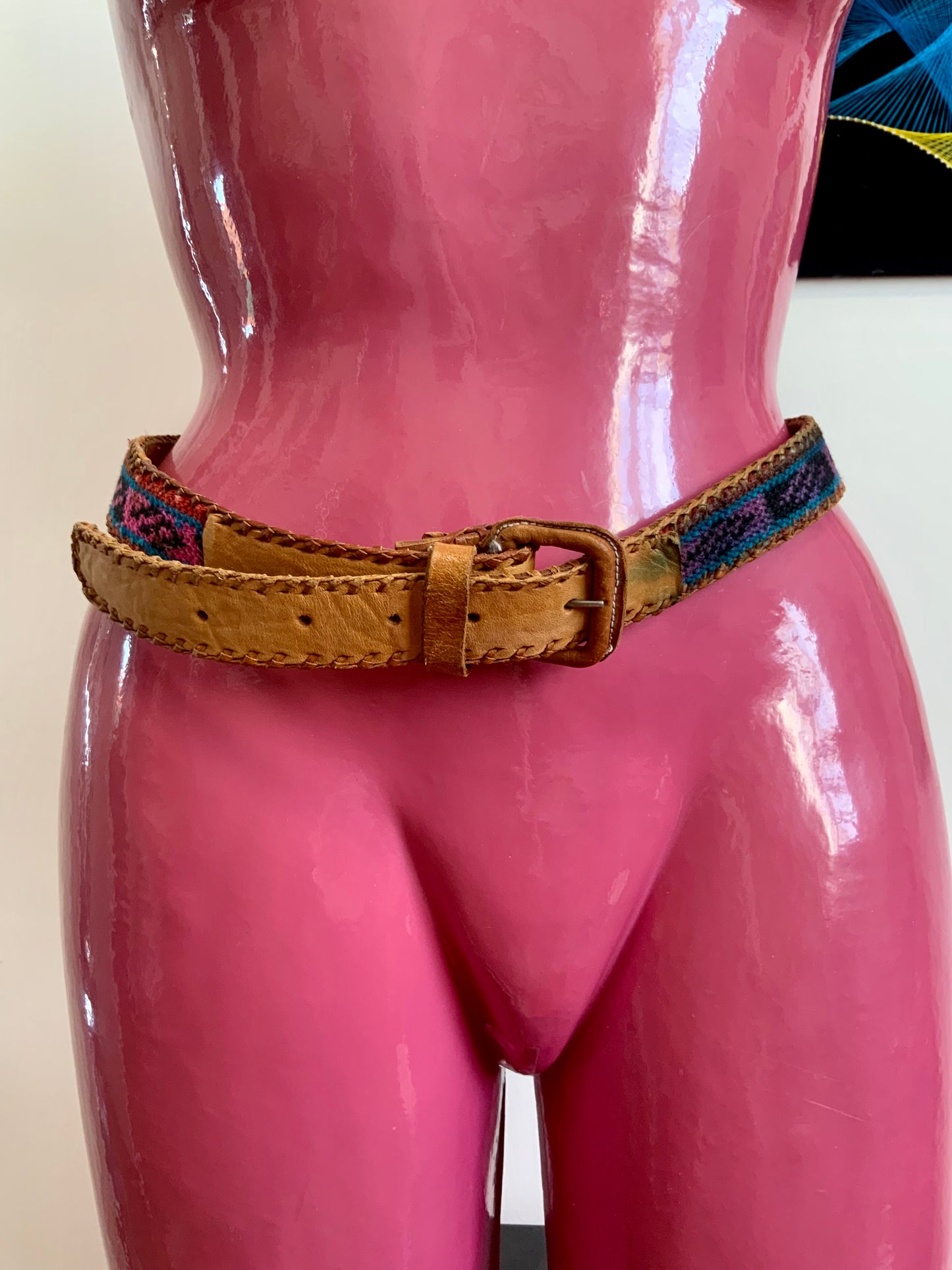 Ceinture Cuir et broderies sur cuir Guatemala Vintage Authentique