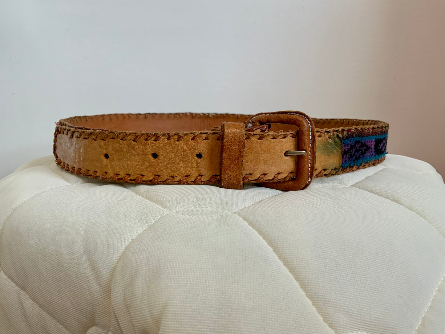 Ceinture Cuir et broderies sur cuir Guatemala Vintage Authentique