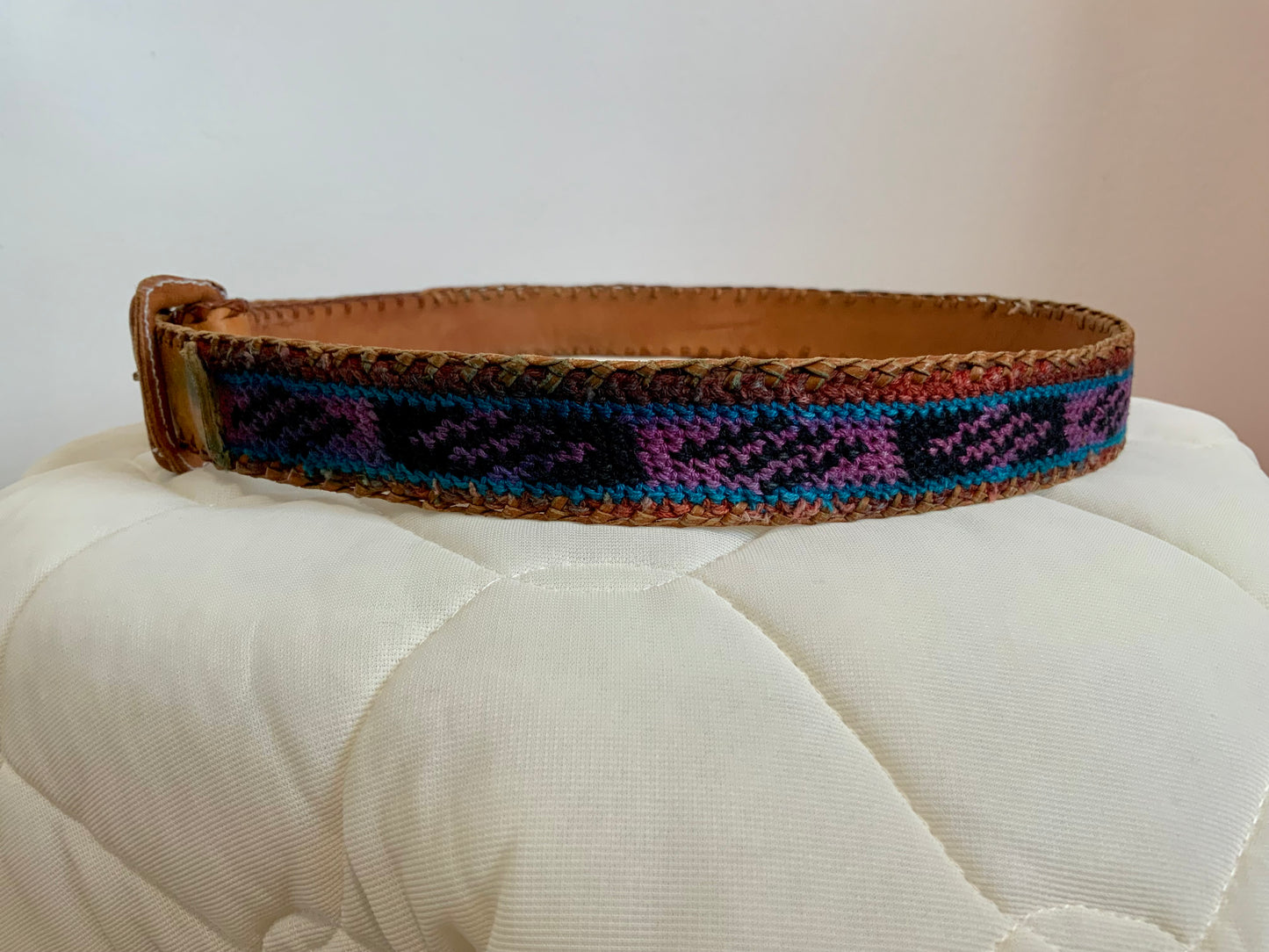 Ceinture Cuir et broderies sur cuir Guatemala Vintage Authentique