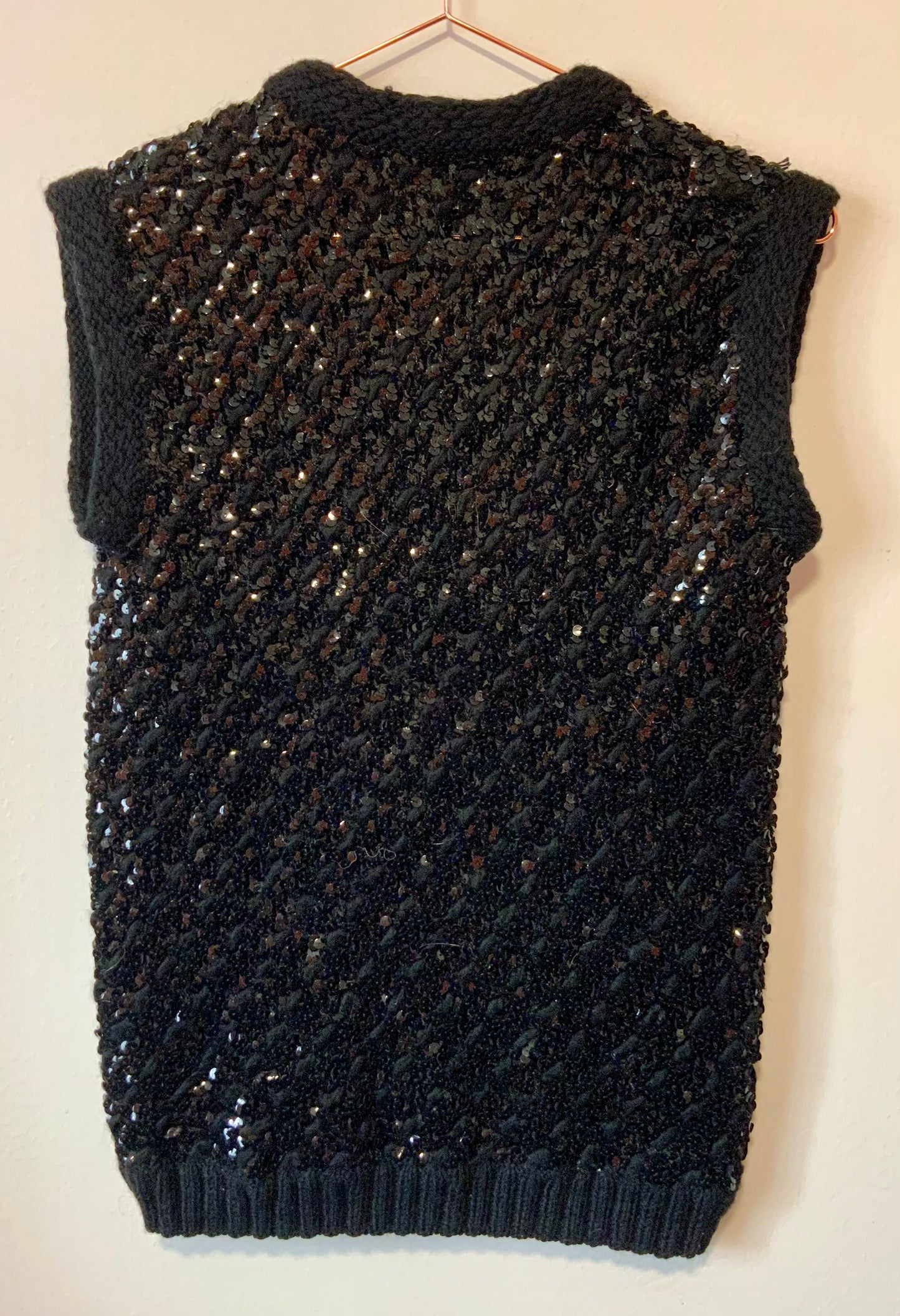 Gilet sans manche à paillettes cousues Fait main Vintage