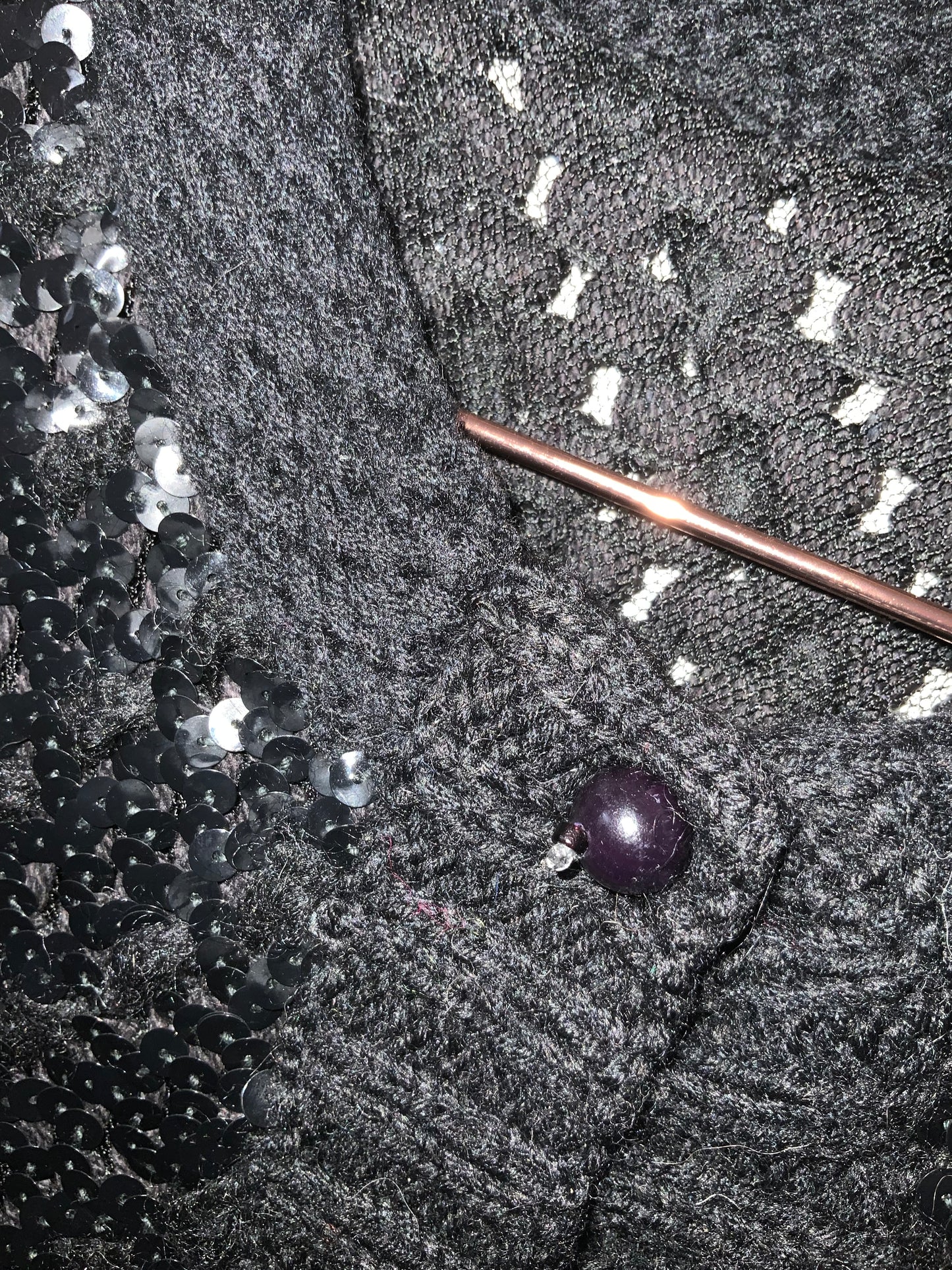 Gilet sans manche à paillettes cousues Fait main Vintage