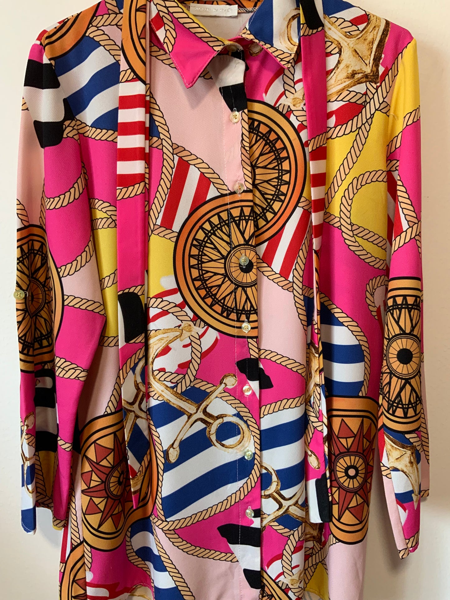 Chemise Tunique Motifs Élégance Italie Vintage 1990