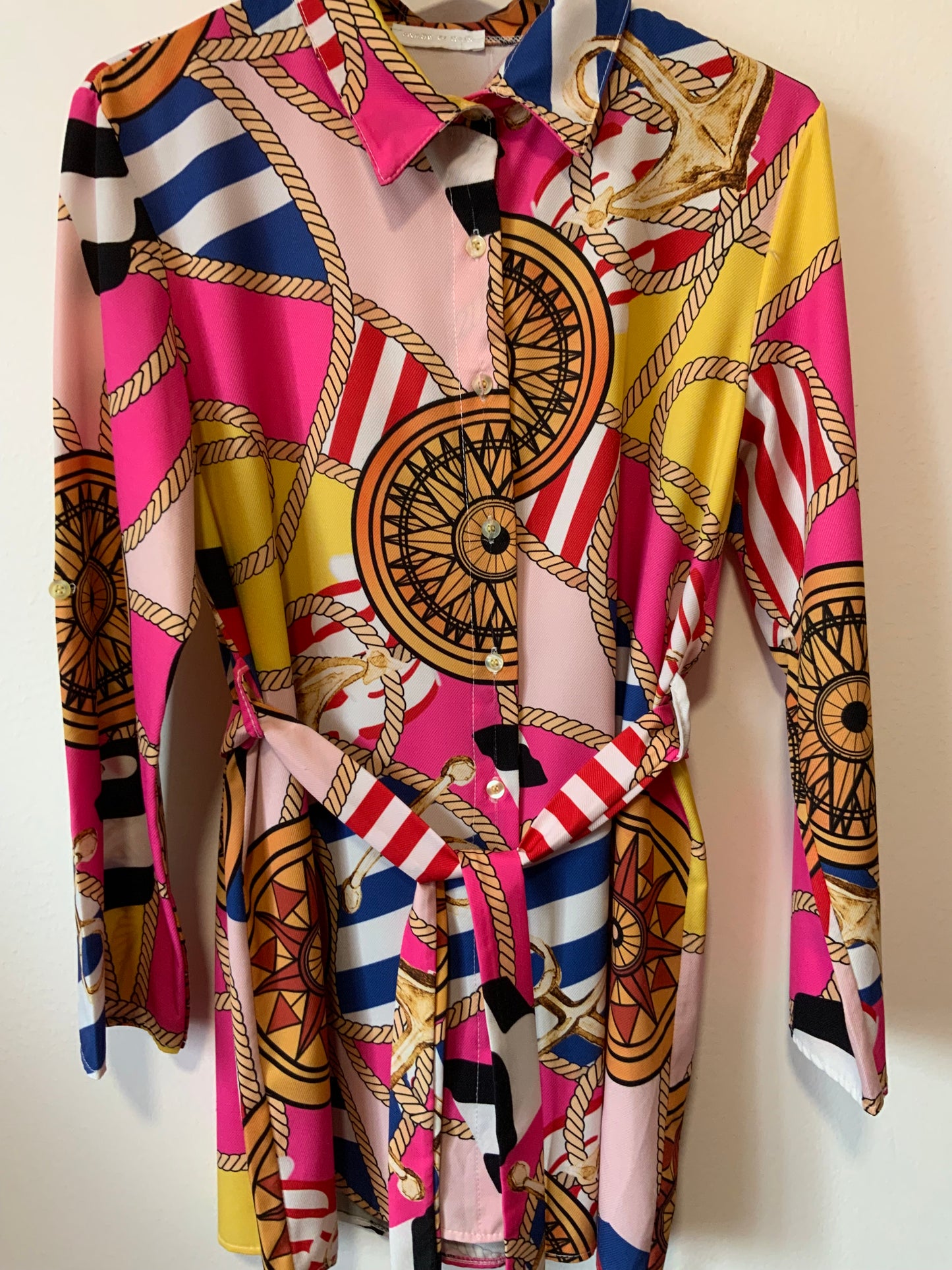 Chemise Tunique Motifs Élégance Italie Vintage 1990