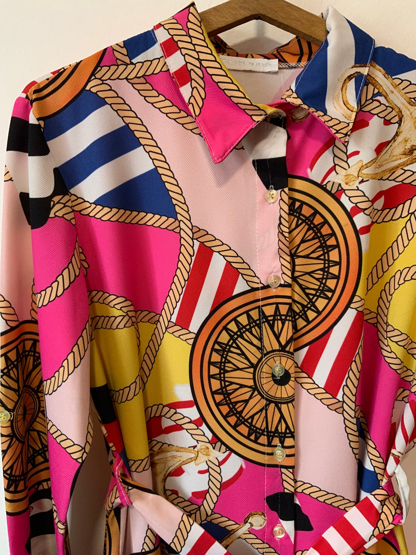 Chemise Tunique Motifs Élégance Italie Vintage 1990