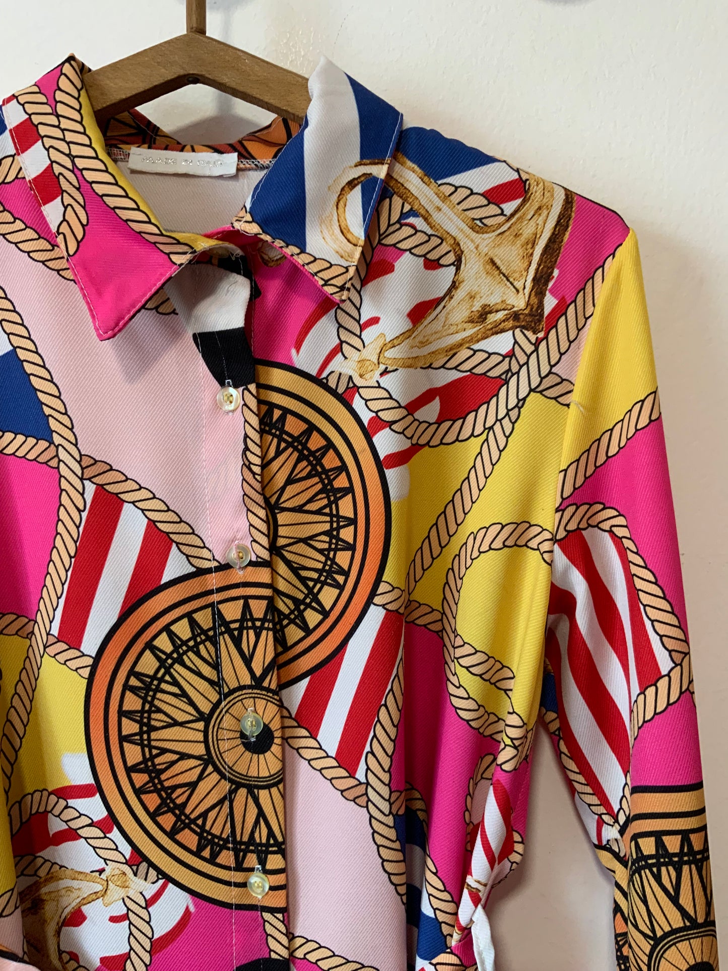 Chemise Tunique Motifs Élégance Italie Vintage 1990
