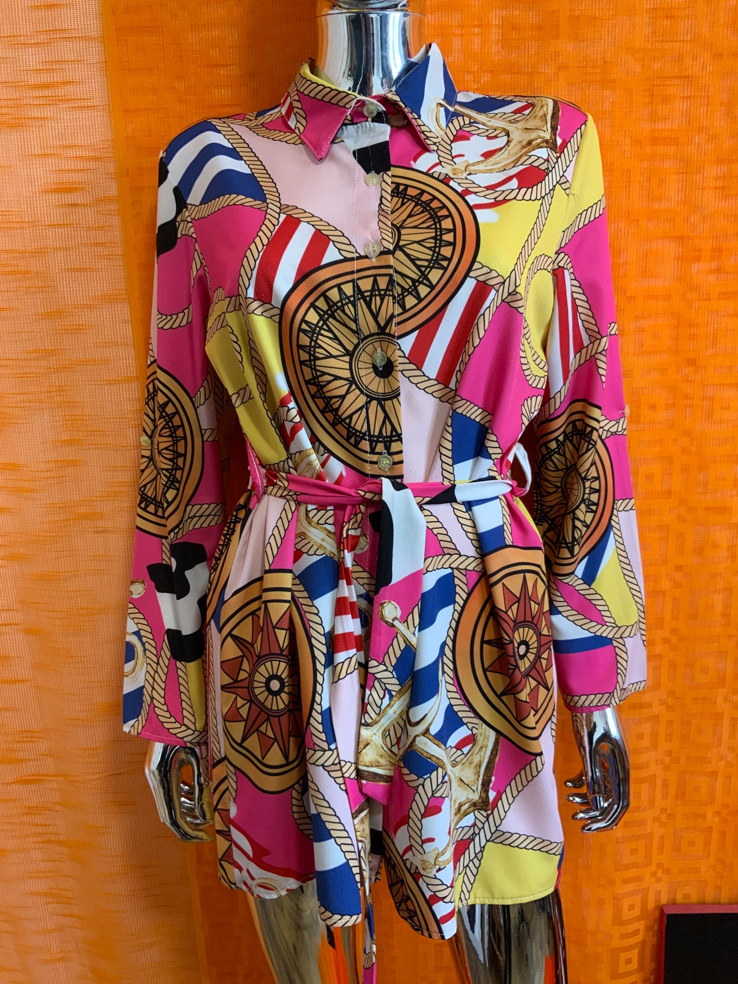 Chemise Tunique Motifs Élégance Italie Vintage 1990