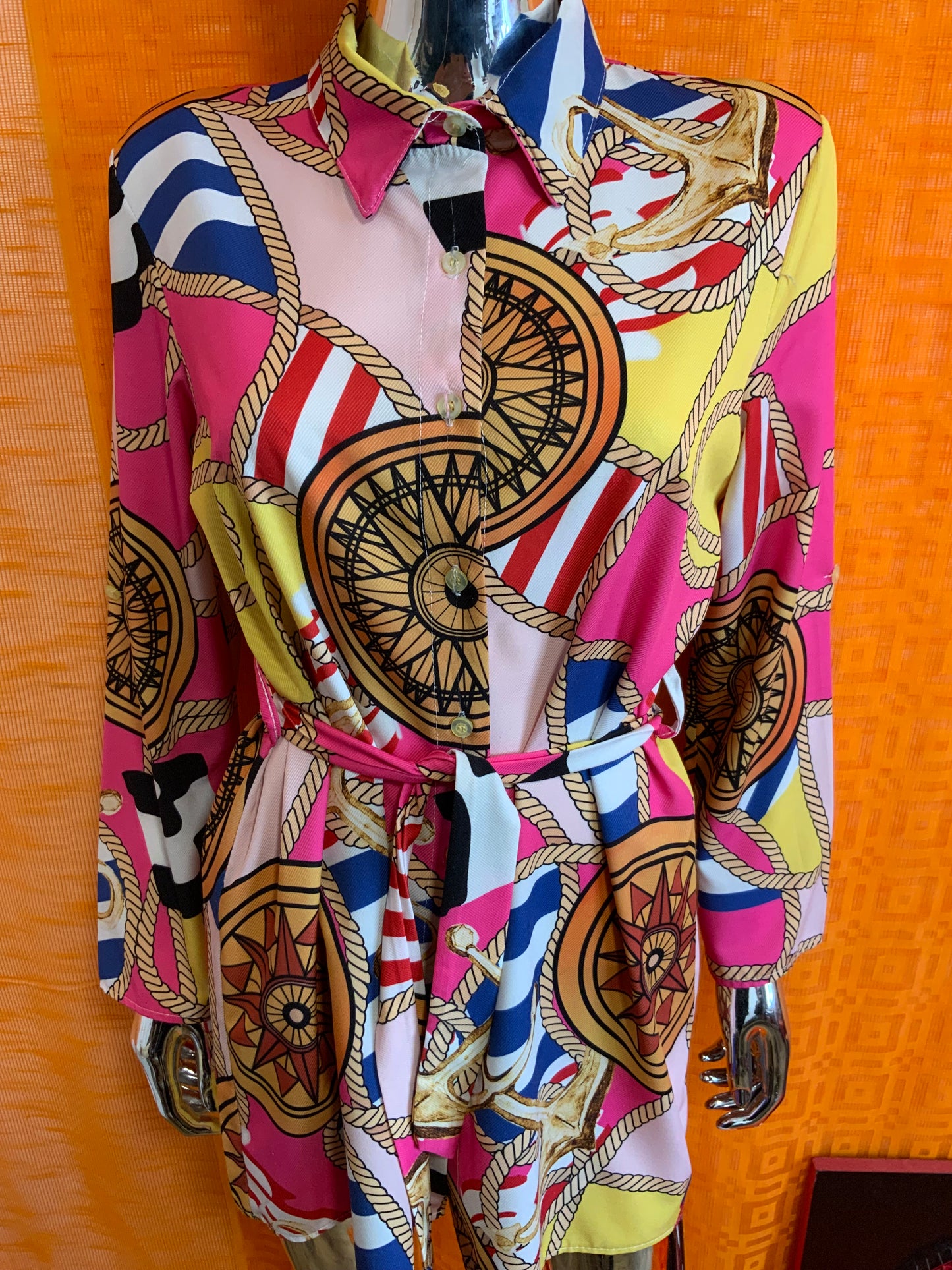 Chemise Tunique Motifs Élégance Italie Vintage 1990