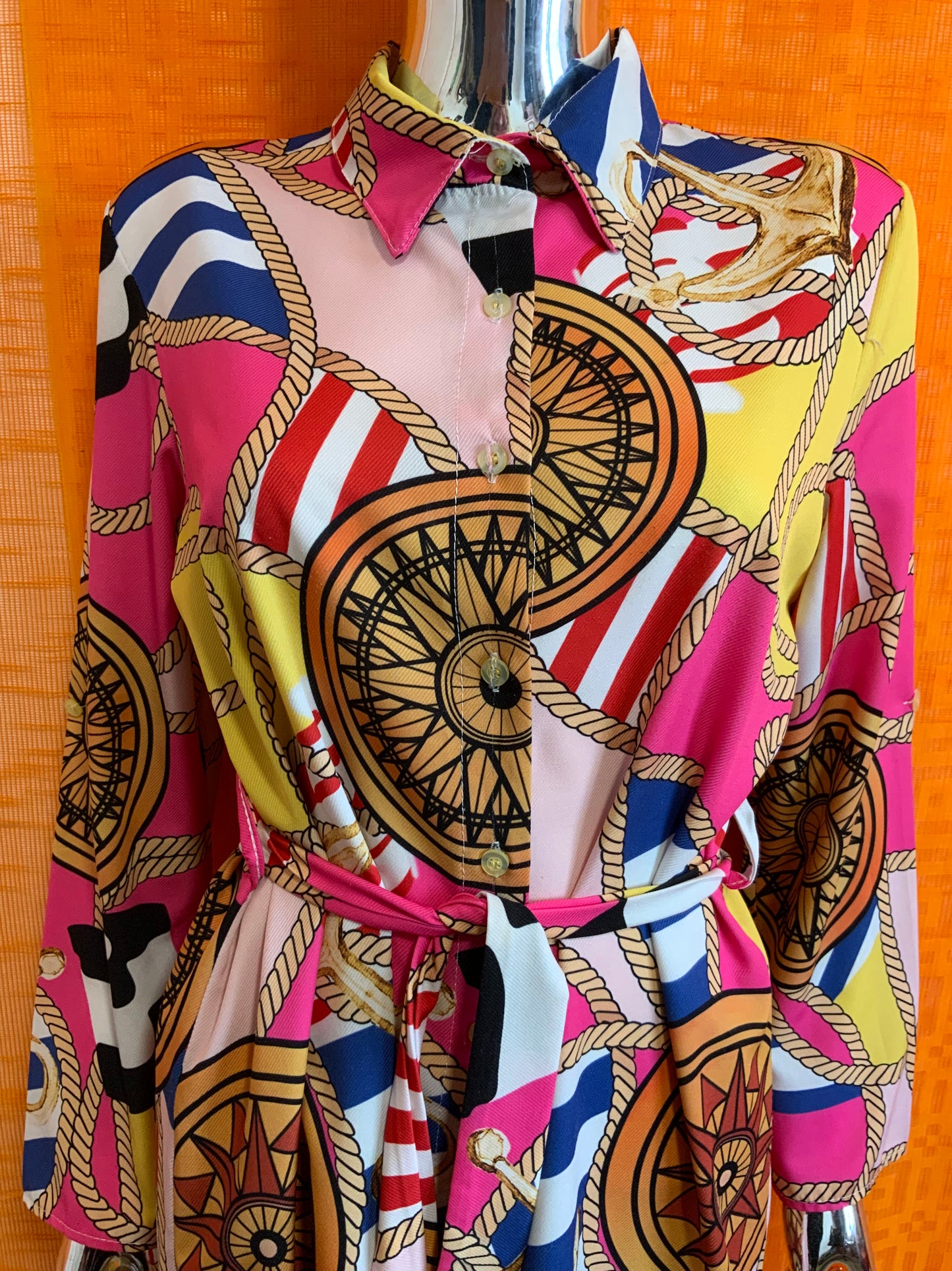 Chemise Tunique Motifs Élégance Italie Vintage 1990
