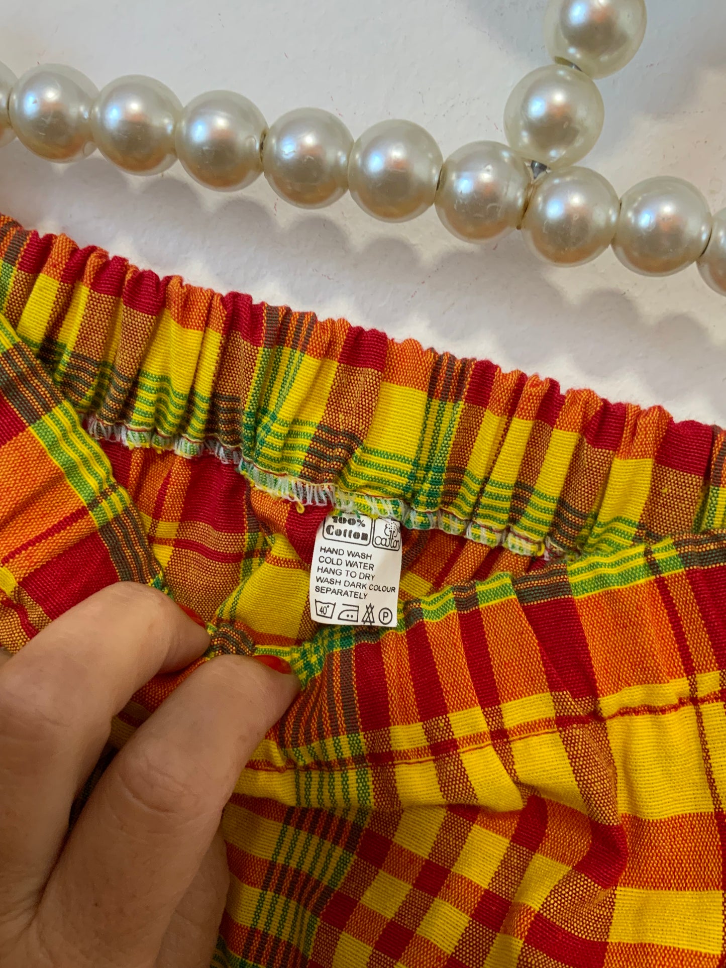 Ensemble Traditionnel Neuf carreaux Madras et dentelle smocké