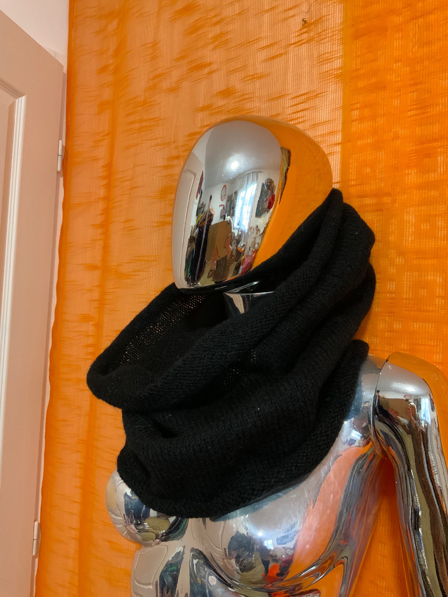 Écharpe Tube Tricot Laine Vintage 1980