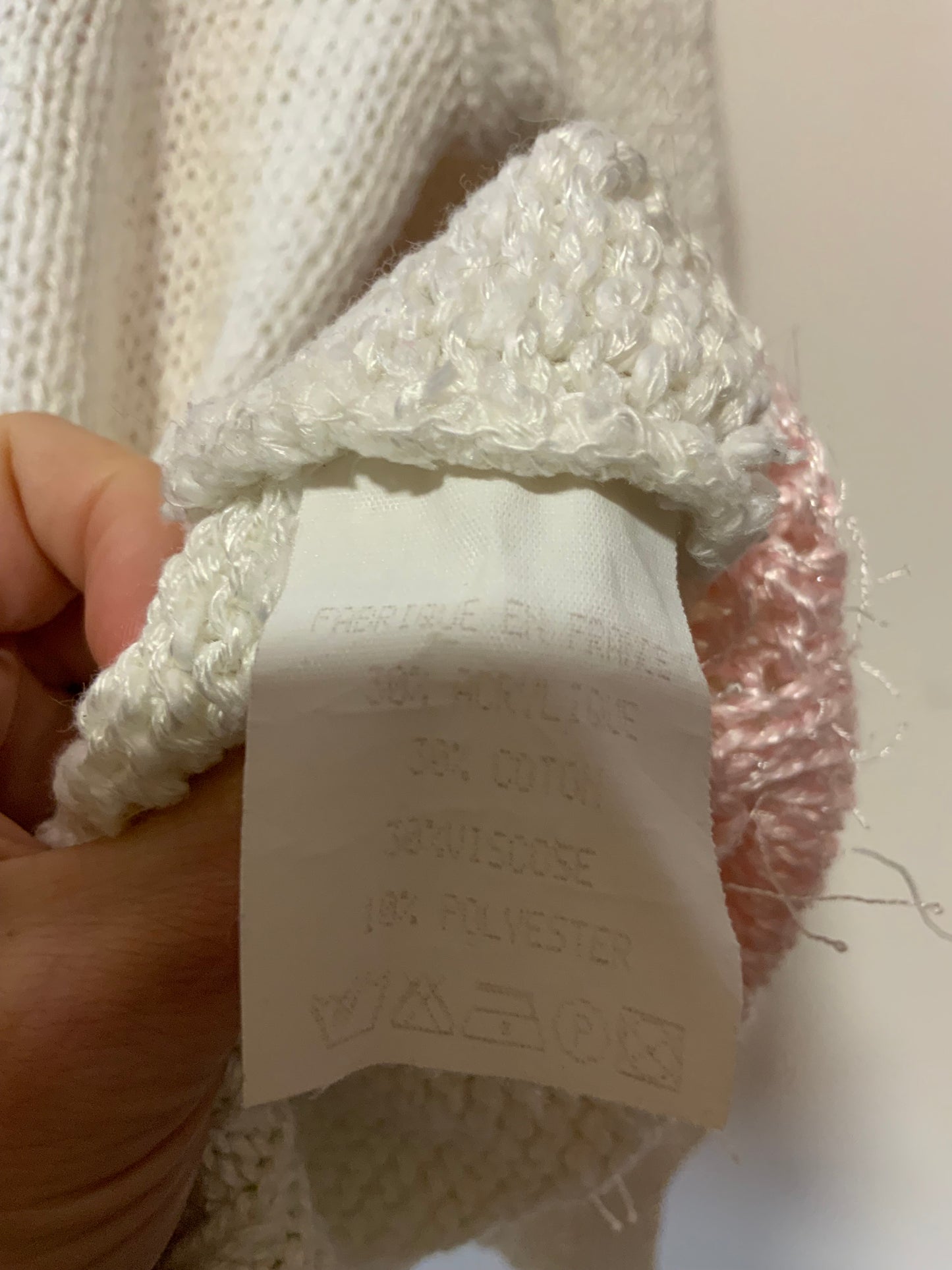 Pull à Motifs Géométriques Vintage 1980 Fleurs Printemps Rose Paris