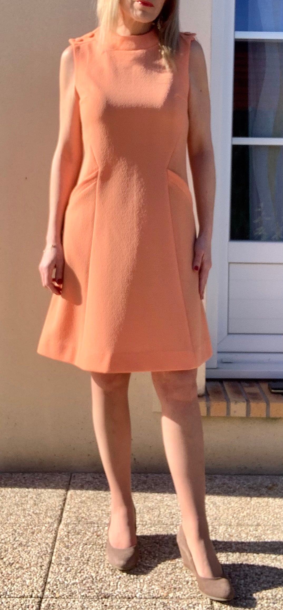 Robe orange abricot Vintage Deadstock Jersey 1970 France