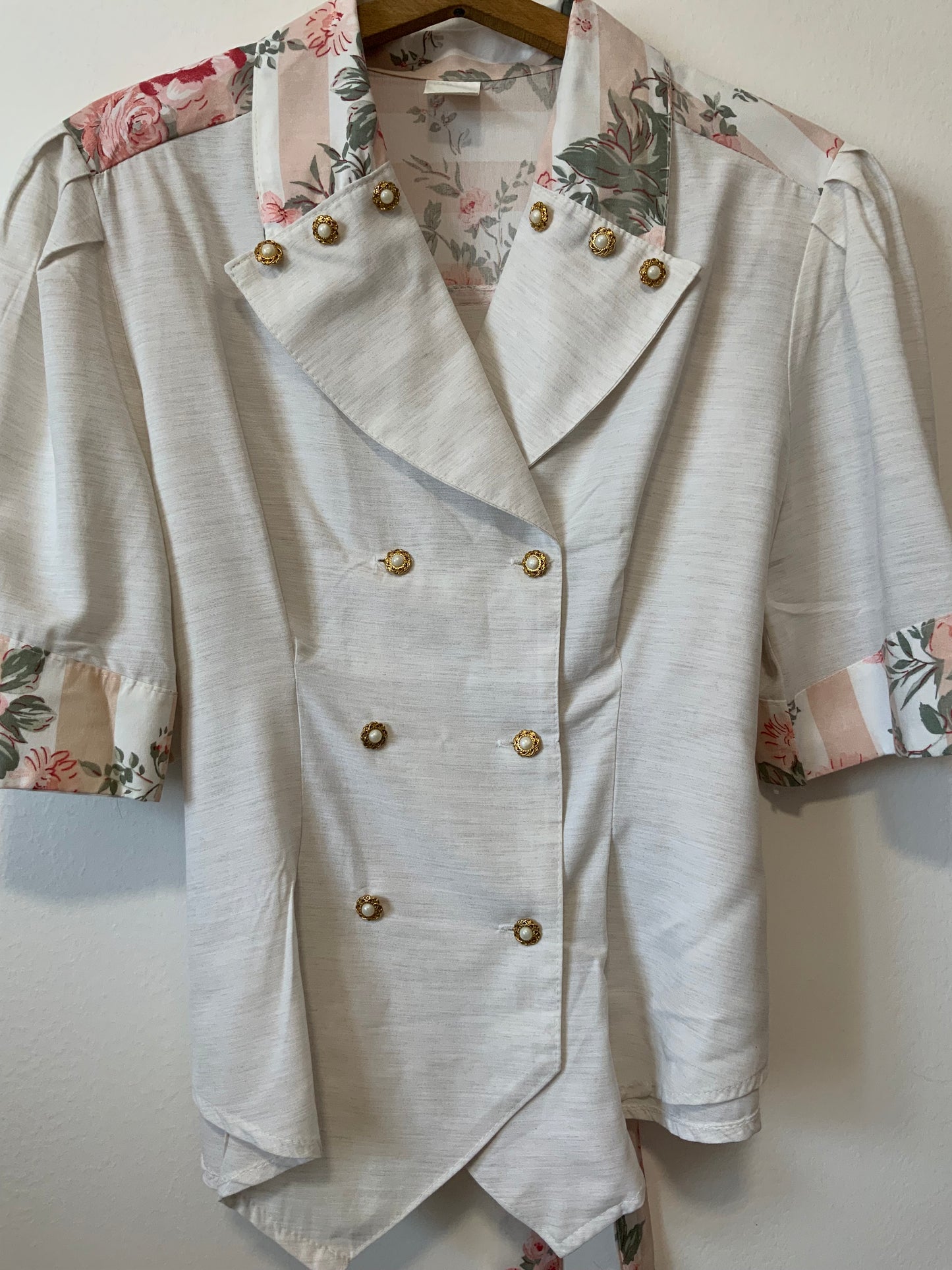 Veste Chemisier Fleurs France Pur Vintage 1980 Chic