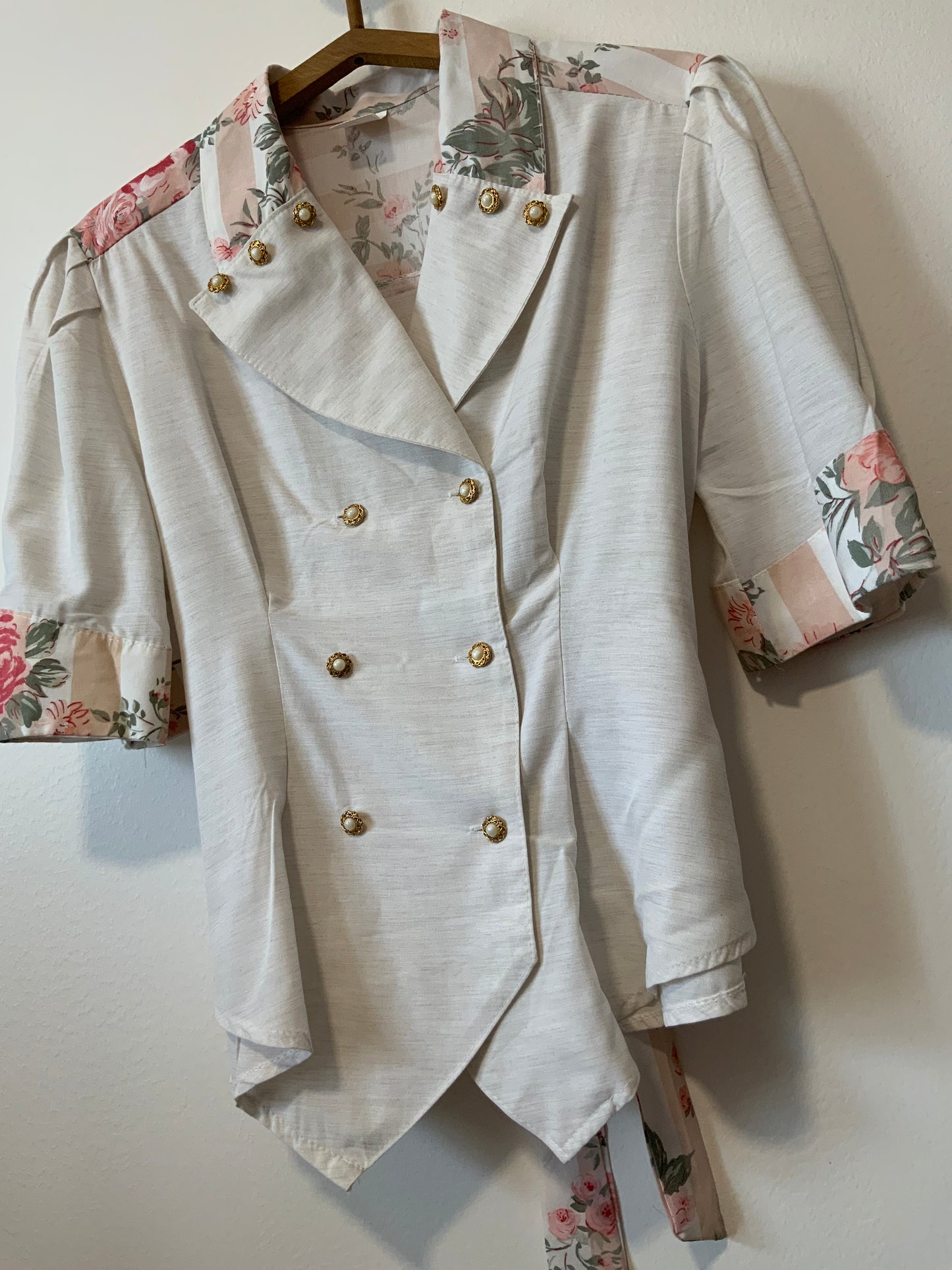 Veste Chemisier Fleurs France Pur Vintage 1980 Chic
