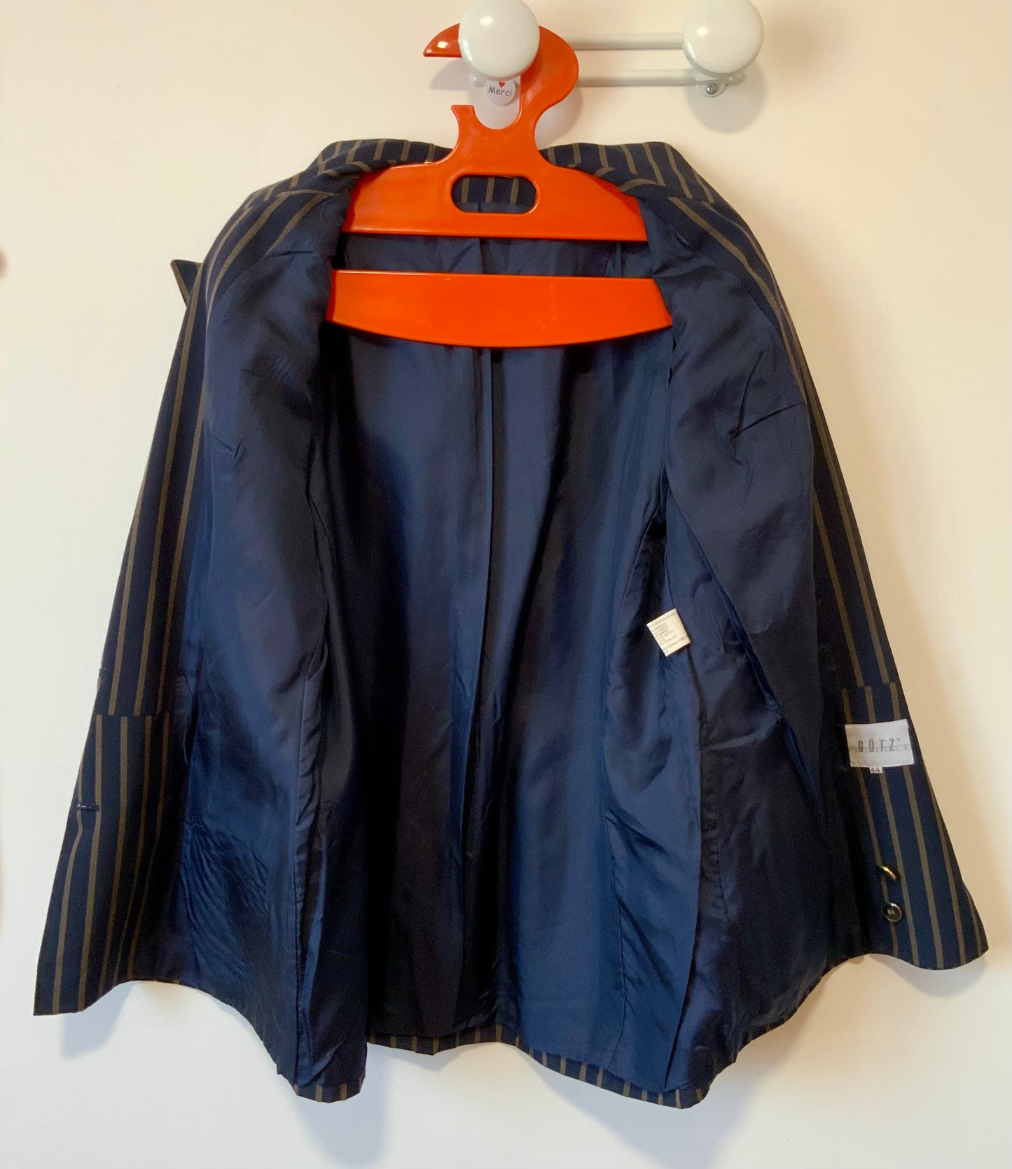 Ensemble à rayures 1990 Vintage 1/2 Pure laine Classique Chic Allemagne