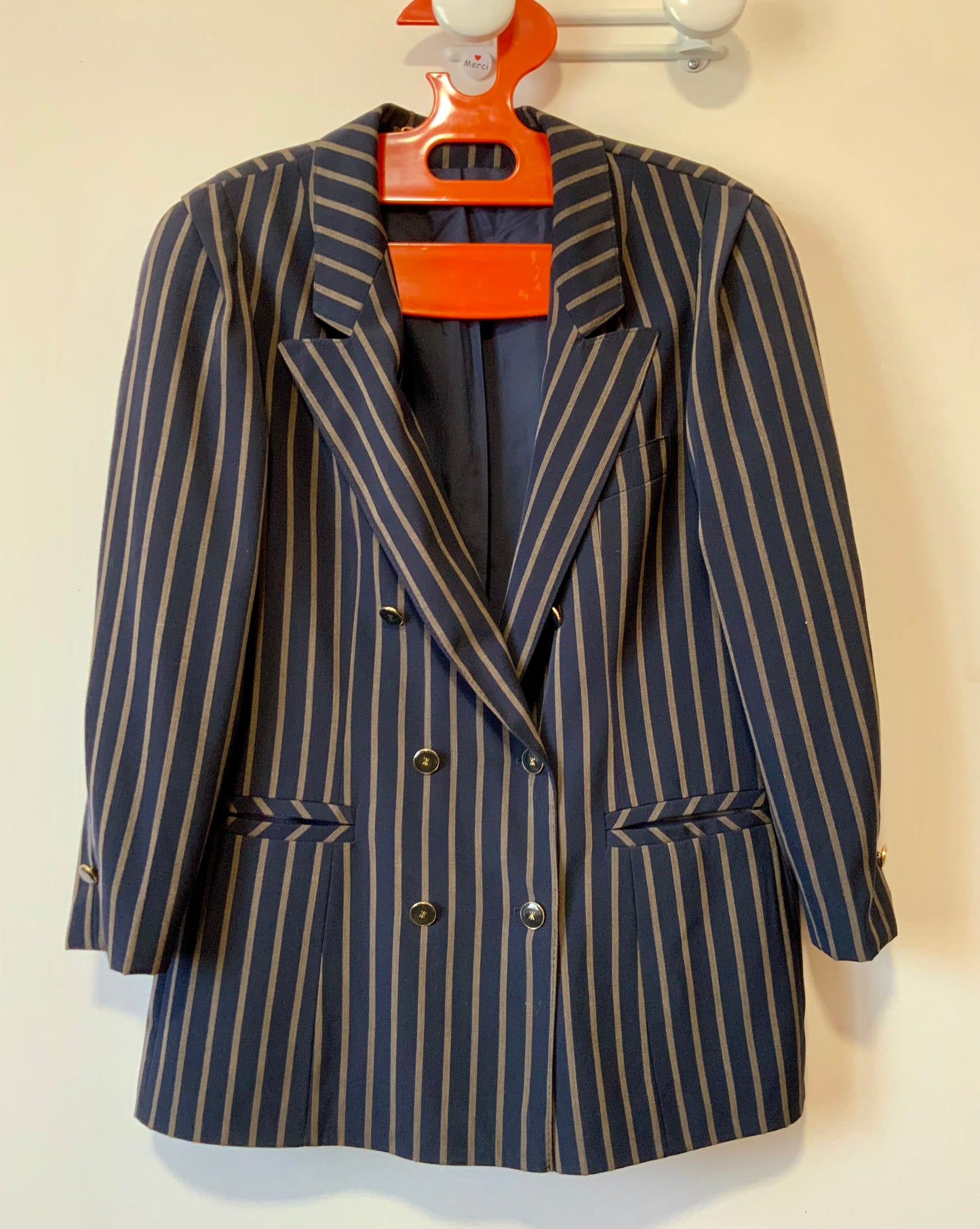 Ensemble à rayures 1990 Vintage 1/2 Pure laine Classique Chic Allemagne