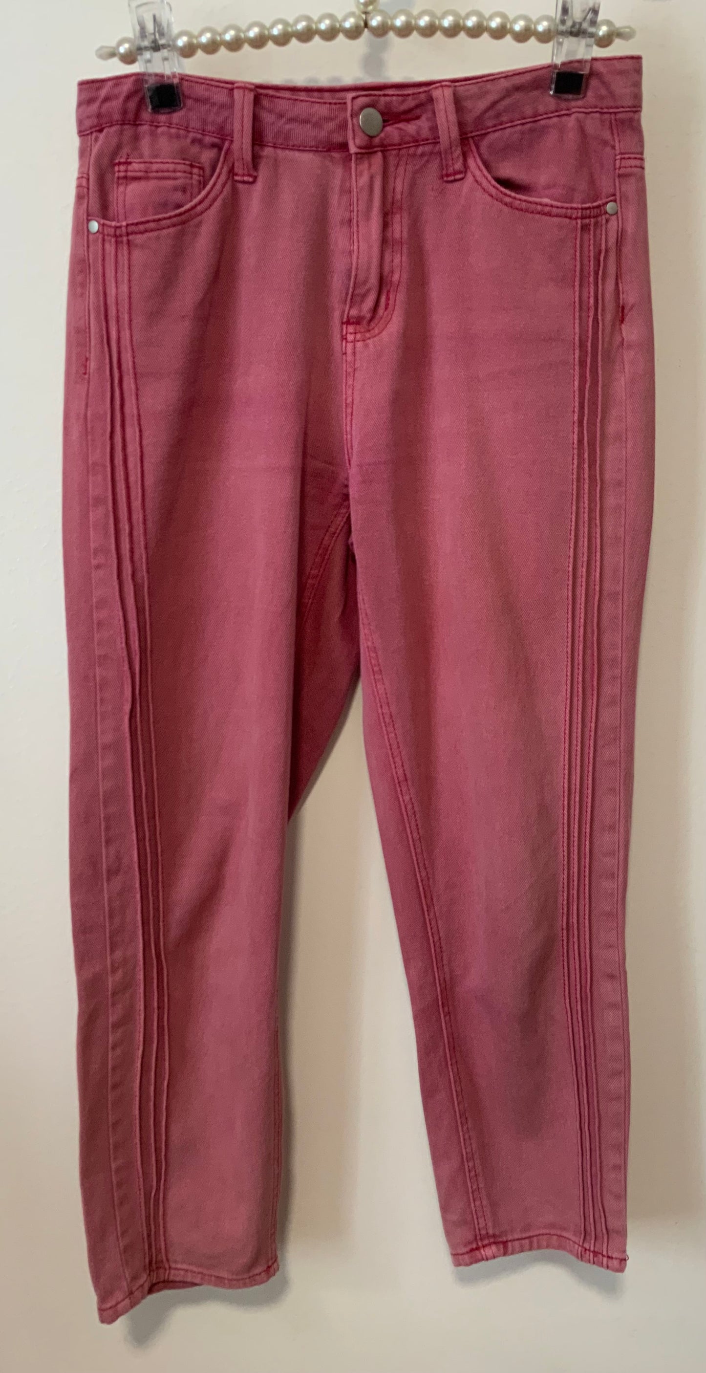 Jean denim rouge Boohoo Coupe Mom