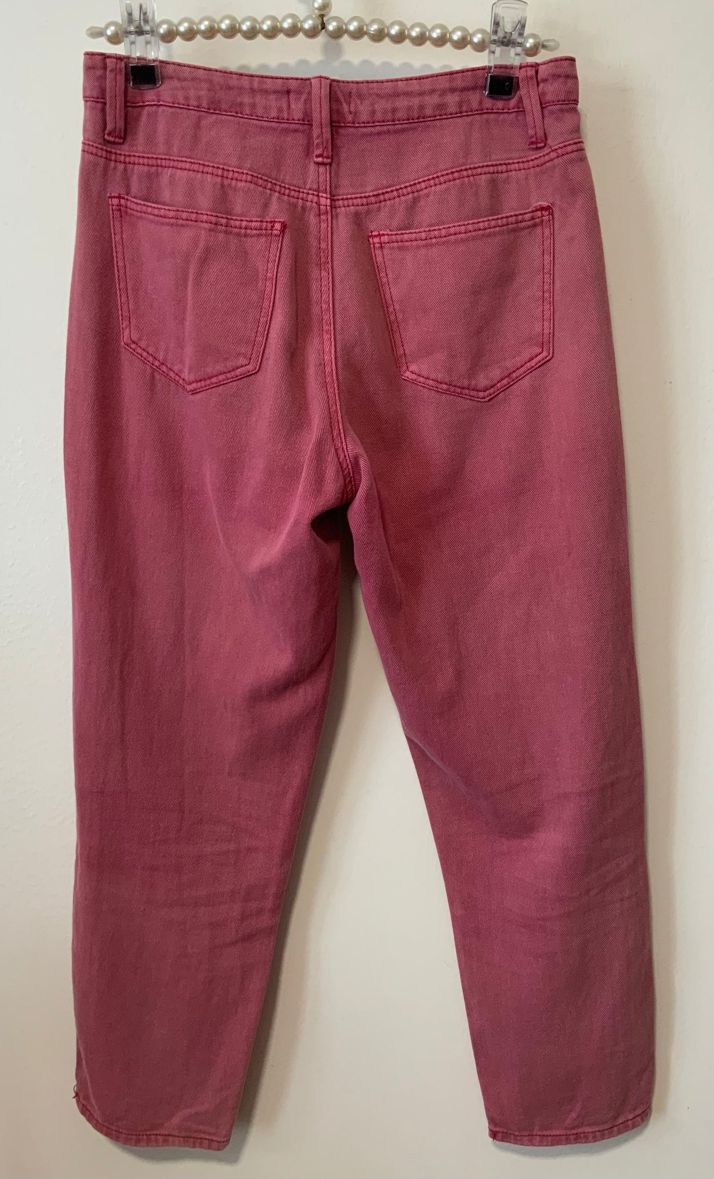 Jean denim rouge Boohoo Coupe Mom