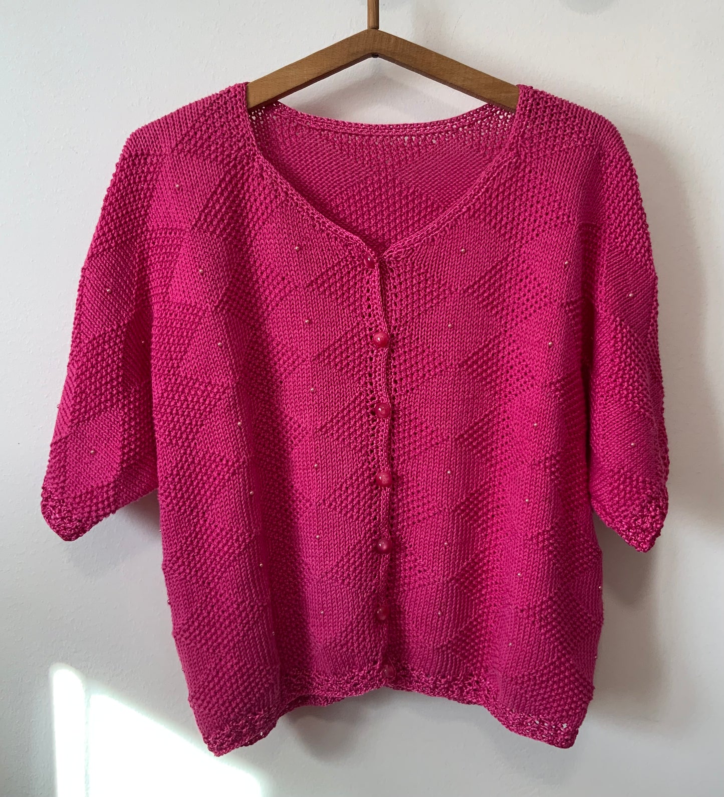 Gilet Été Tricot rose Vintage Eighties