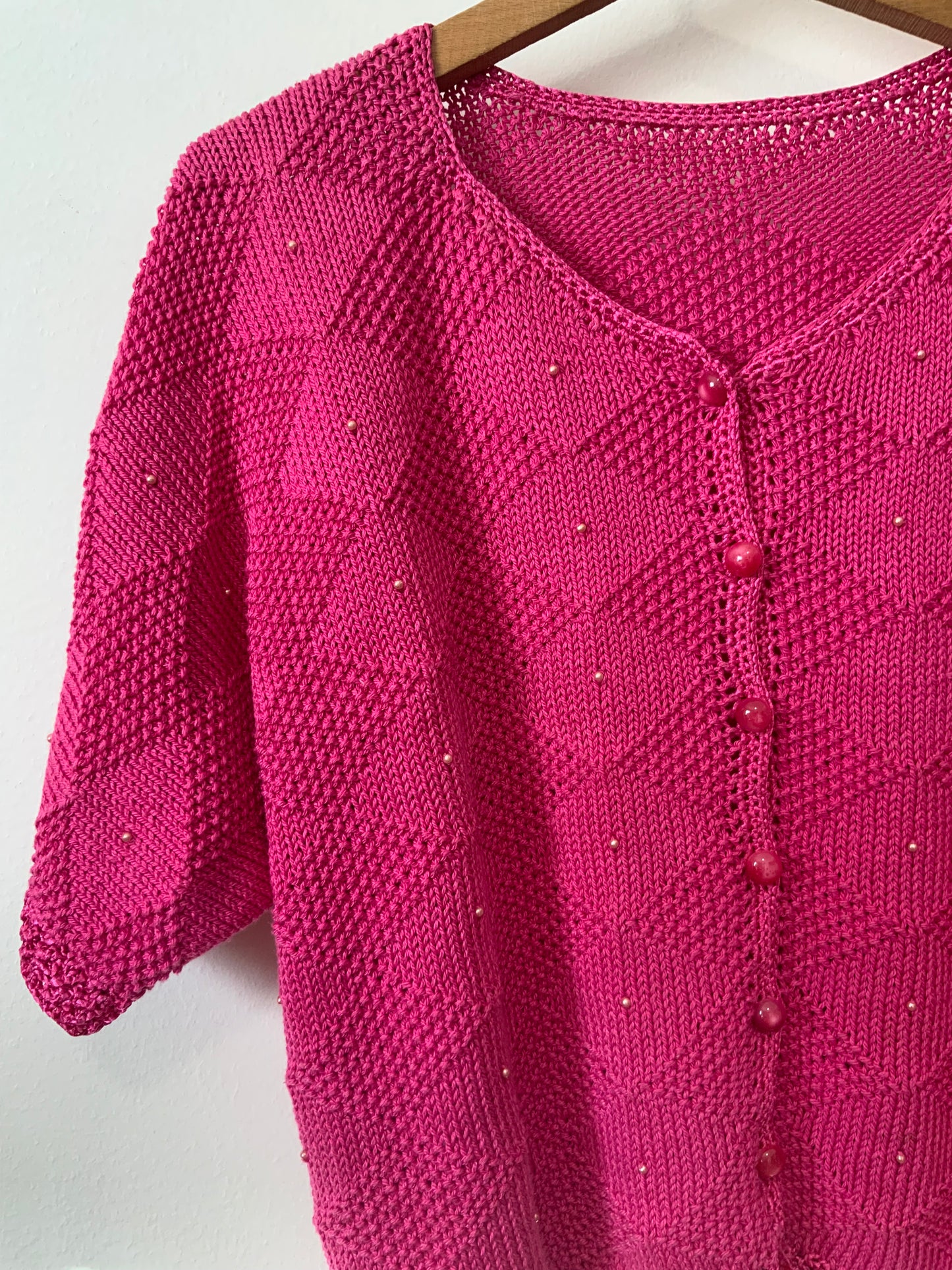 Gilet Été Tricot rose Vintage Eighties