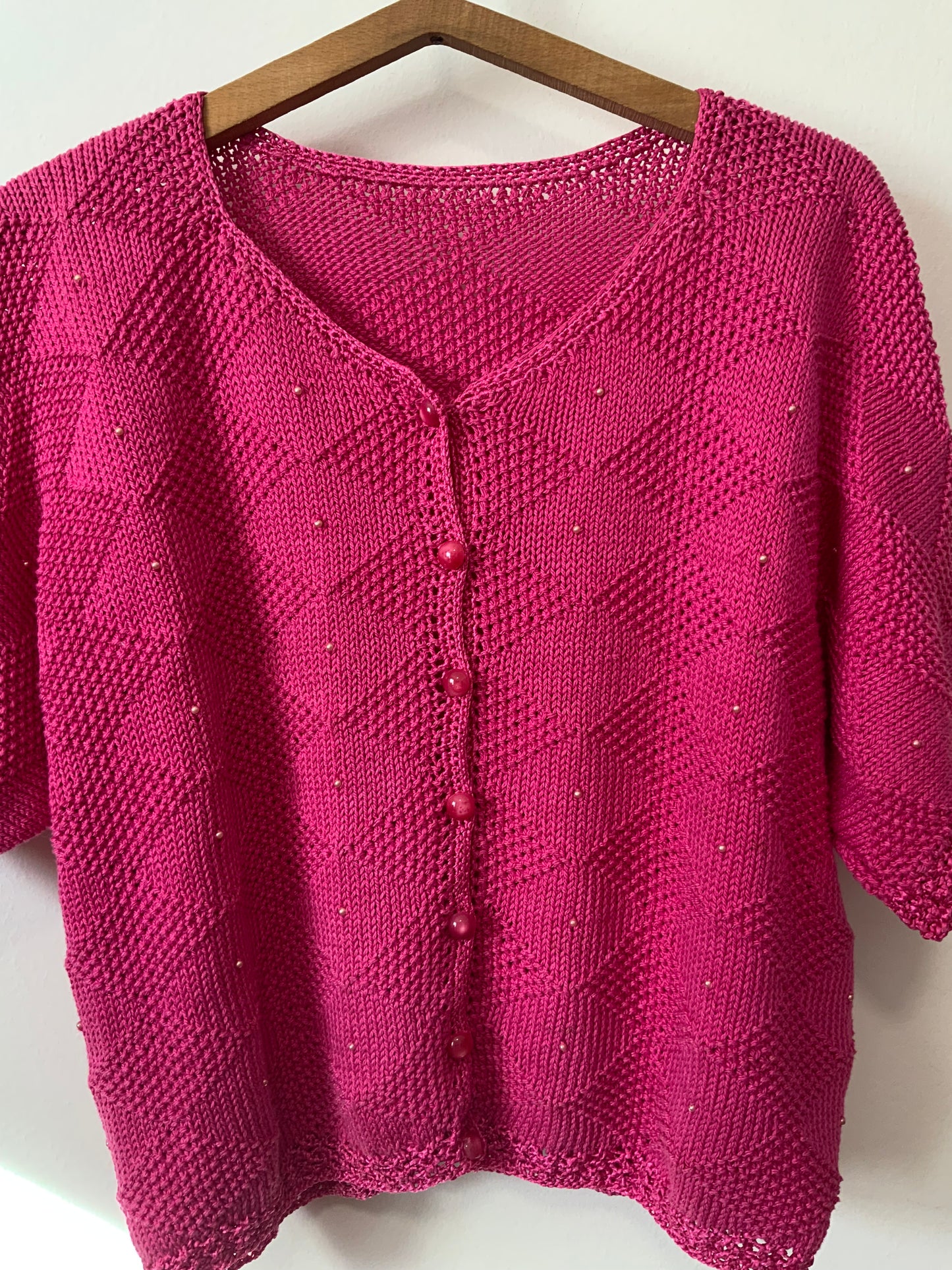 Gilet Été Tricot rose Vintage Eighties