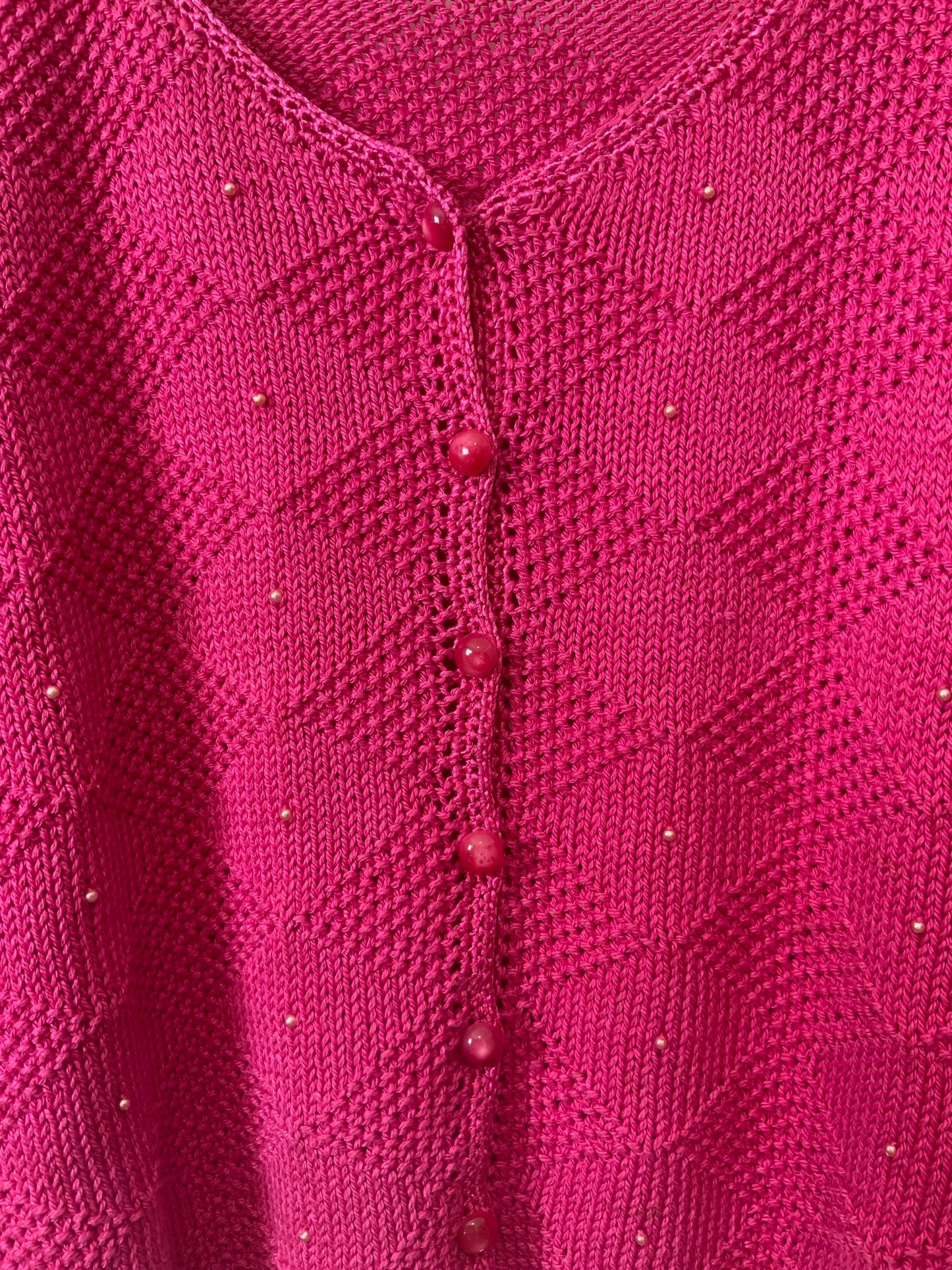Gilet Été Tricot rose Vintage Eighties