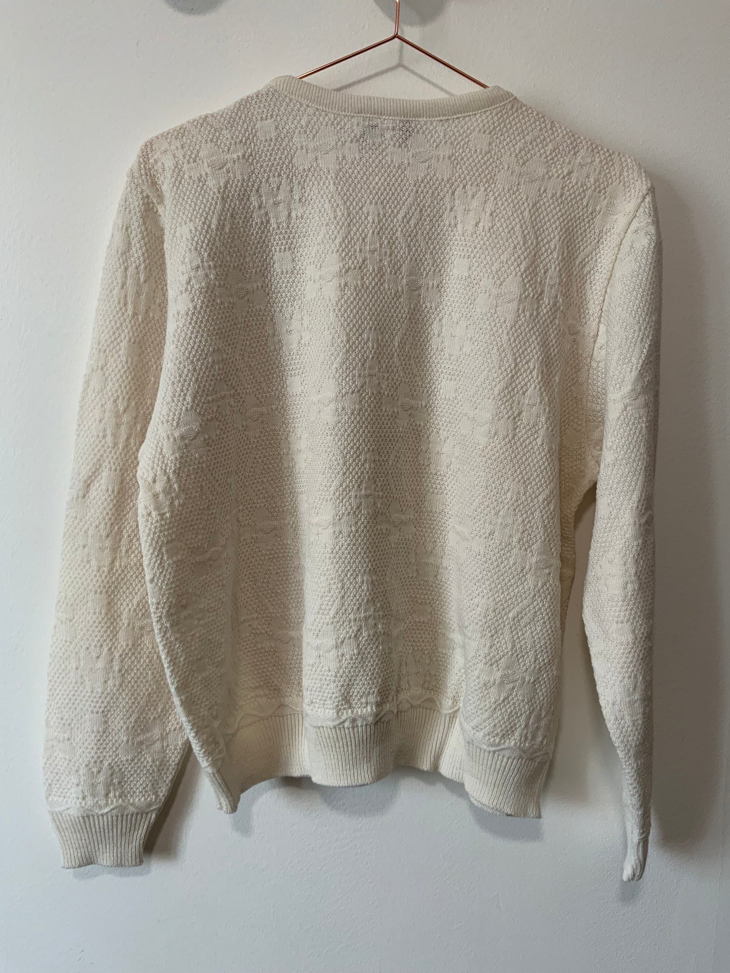 Pull Motifs fleurs laine ton sur ton Vintage Deadstock 1980 France