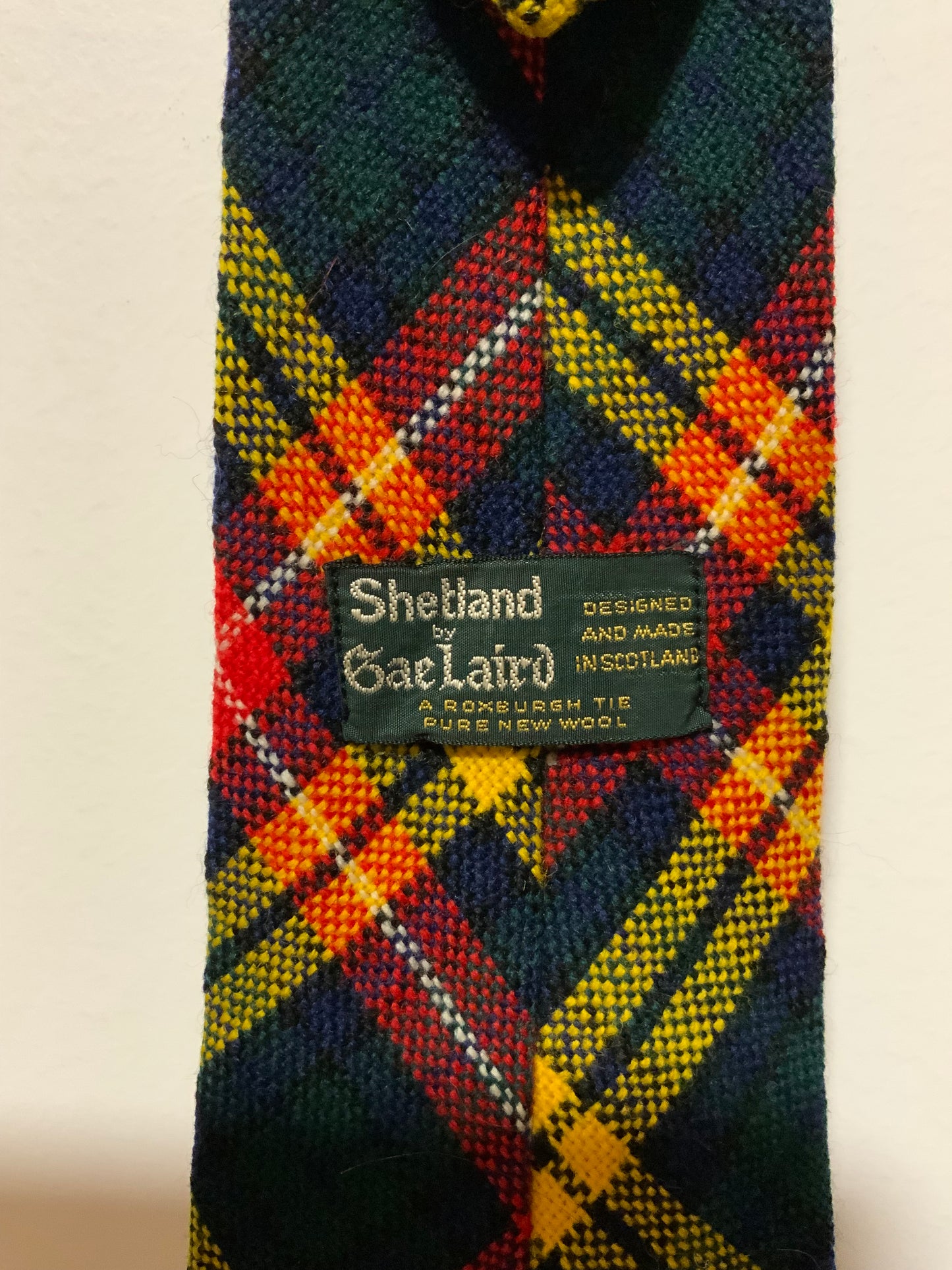 Cravate à carreaux Originale Vintage 1970 Laine Shetland