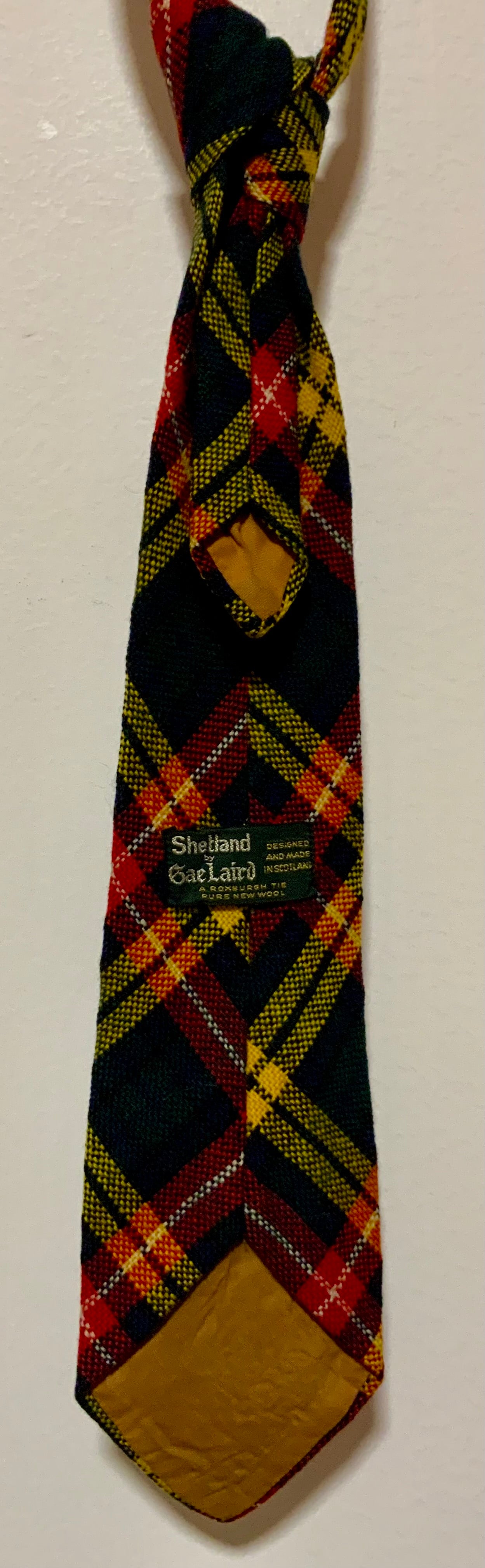 Cravate à carreaux Originale Vintage 1970 Laine Shetland