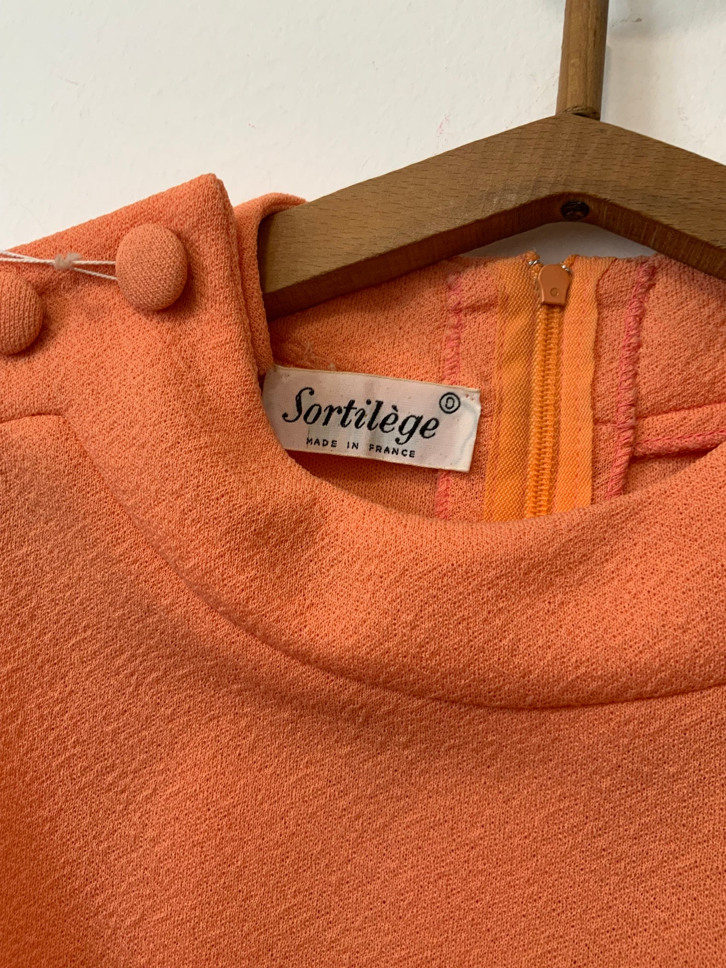 Robe orange abricot Vintage Deadstock Jersey 1970 France