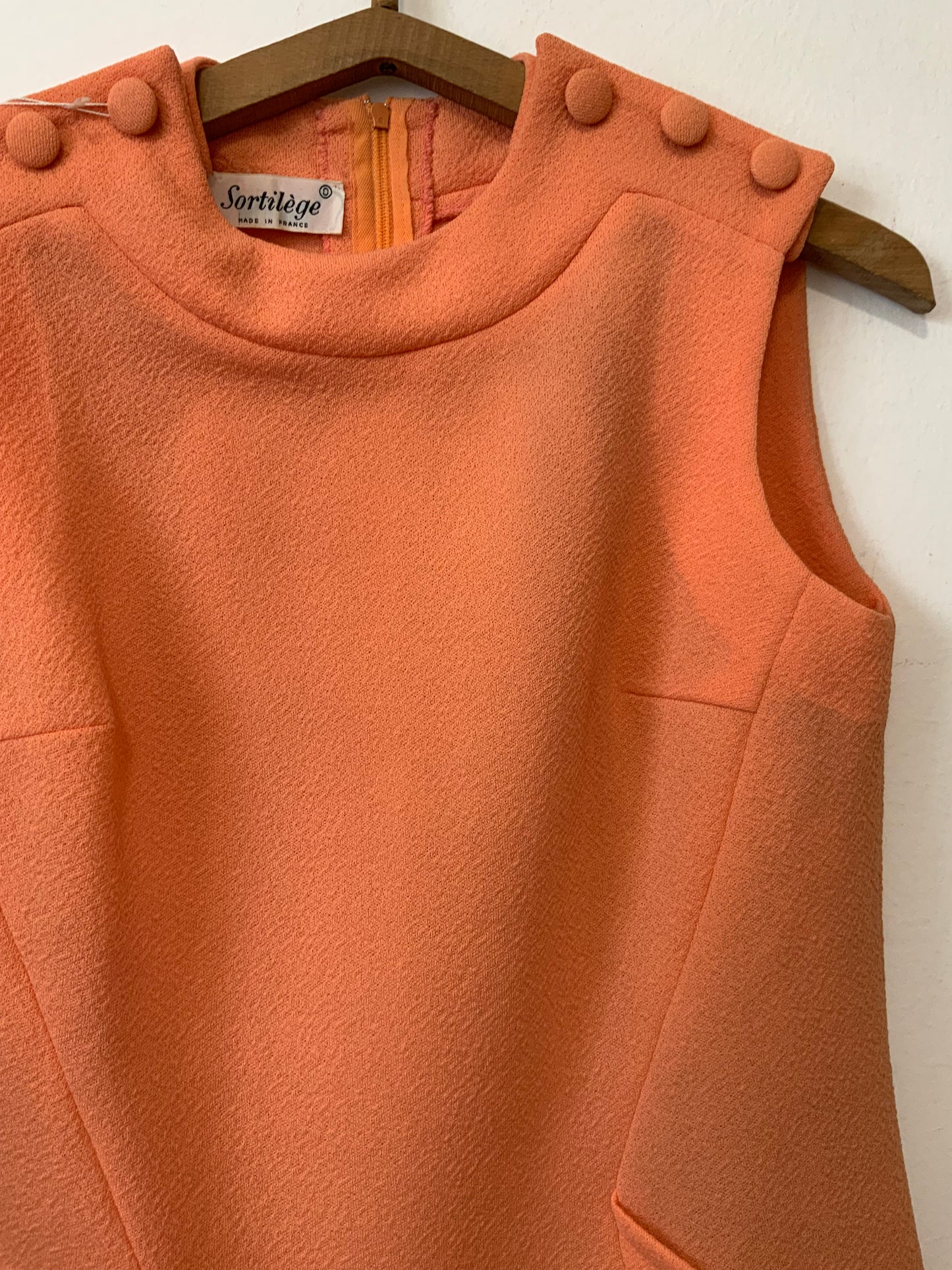 Robe orange abricot Vintage Deadstock Jersey 1970 France