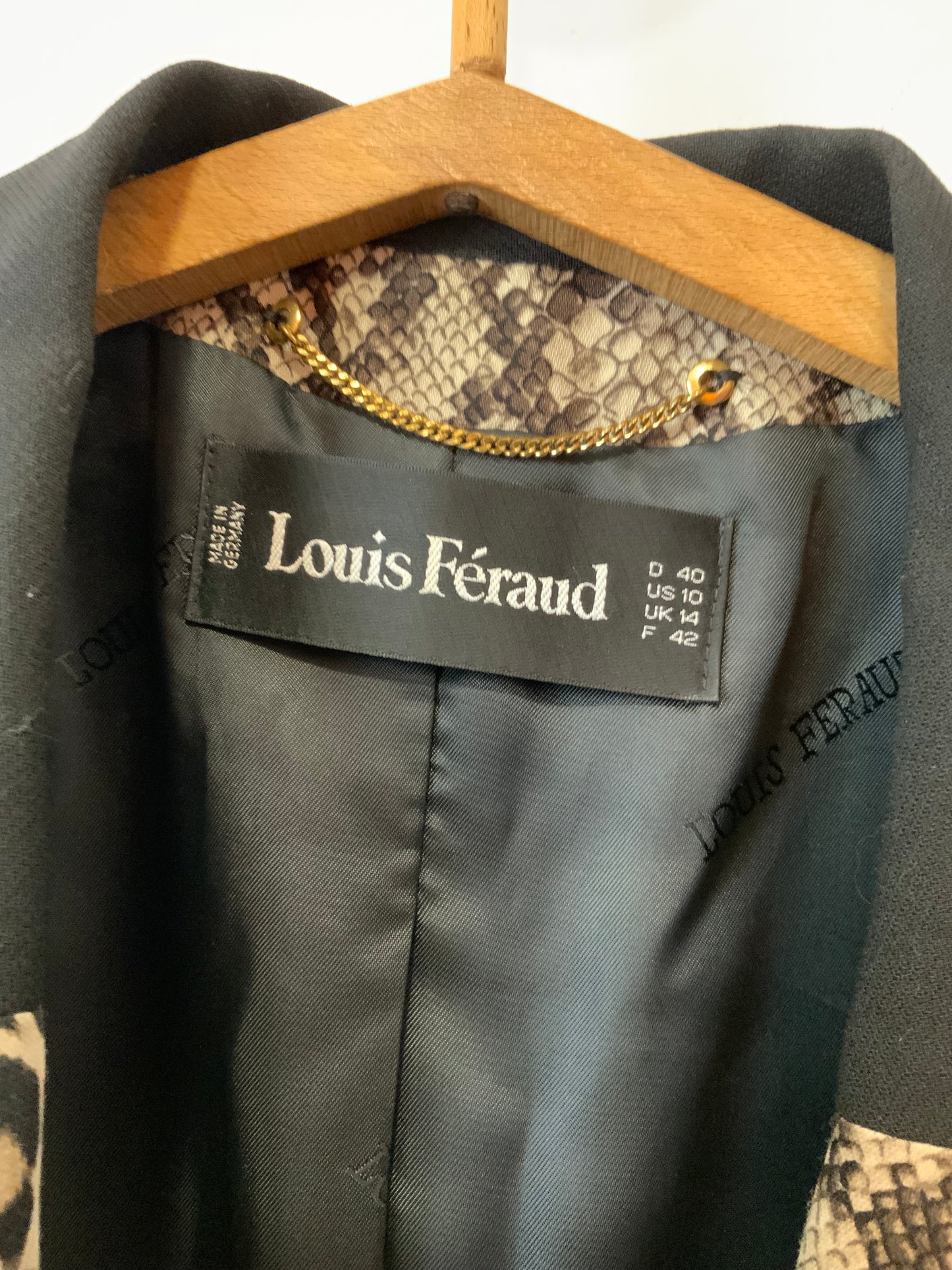 Incroyable Veste droite Louis Feraud Leopard Python Vintage Original
