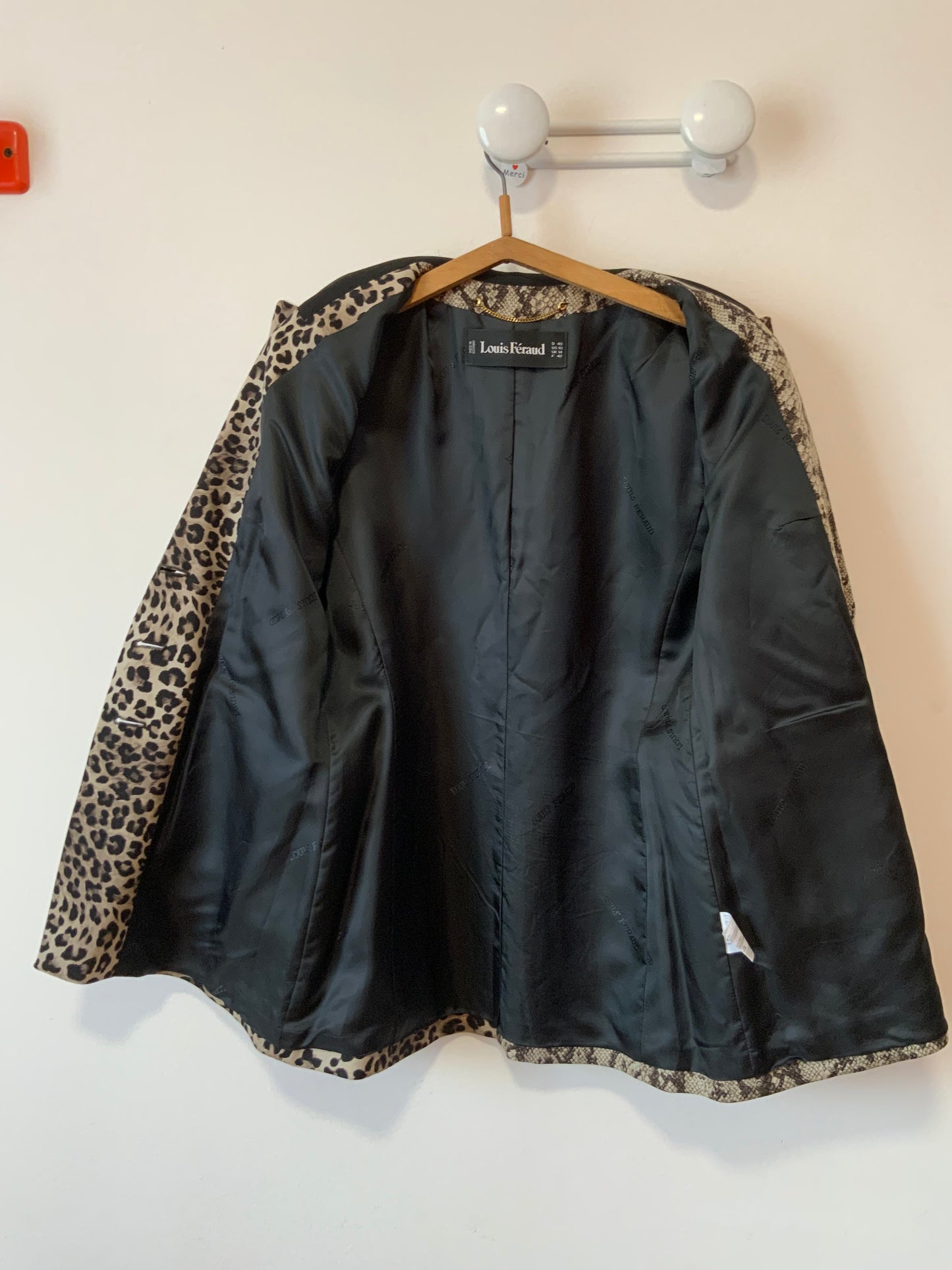 Incroyable Veste droite Louis Feraud Leopard Python Vintage Original