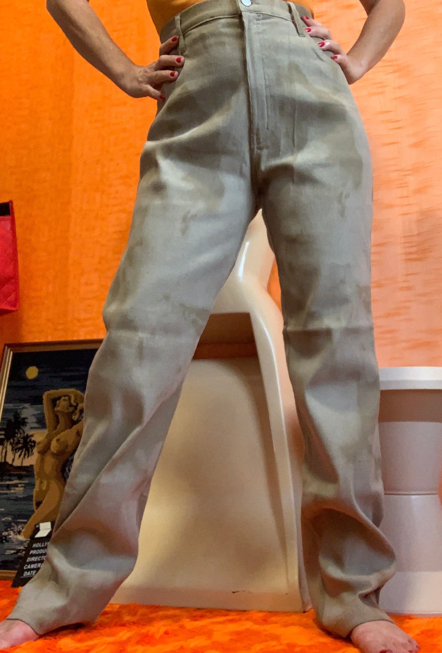 Pantalon Taille haute Velours côtelé Motifs tie and die Vintage Neuf 1990