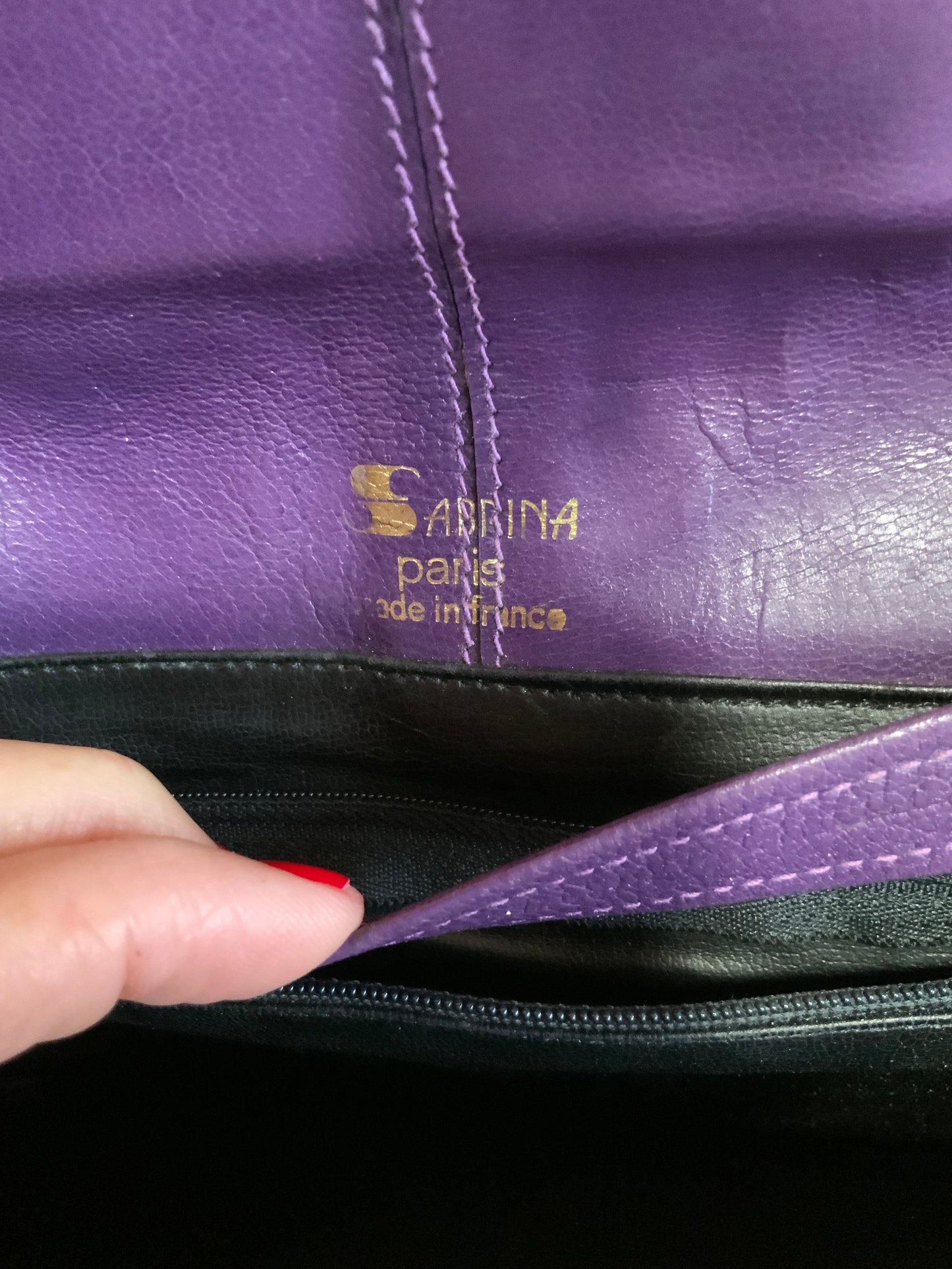 Sac à main Cuir Violet Sabrina Paris Vintage Haut de gamme