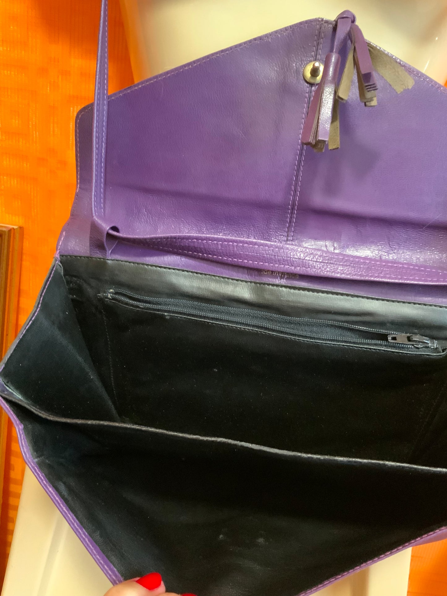 Sac à main Cuir Violet Sabrina Paris Vintage Haut de gamme
