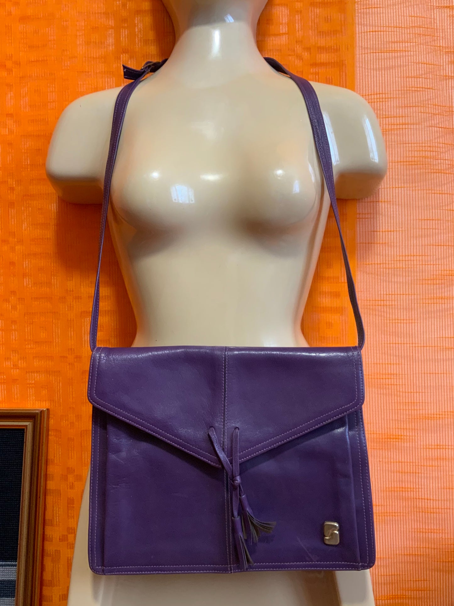 Sac à main Cuir Violet Sabrina Paris Vintage Haut de gamme